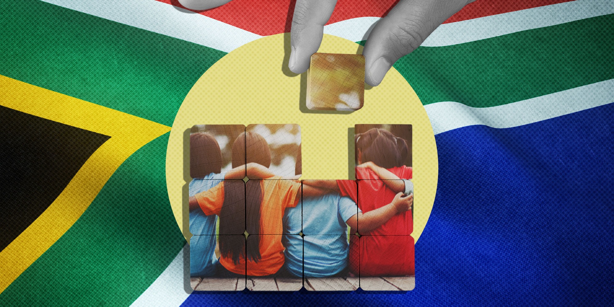 Illustrative Image: Children. | Building blocks. | South African flag. (Image: Freepik) | (By Daniella Lee Ming Yesca) 