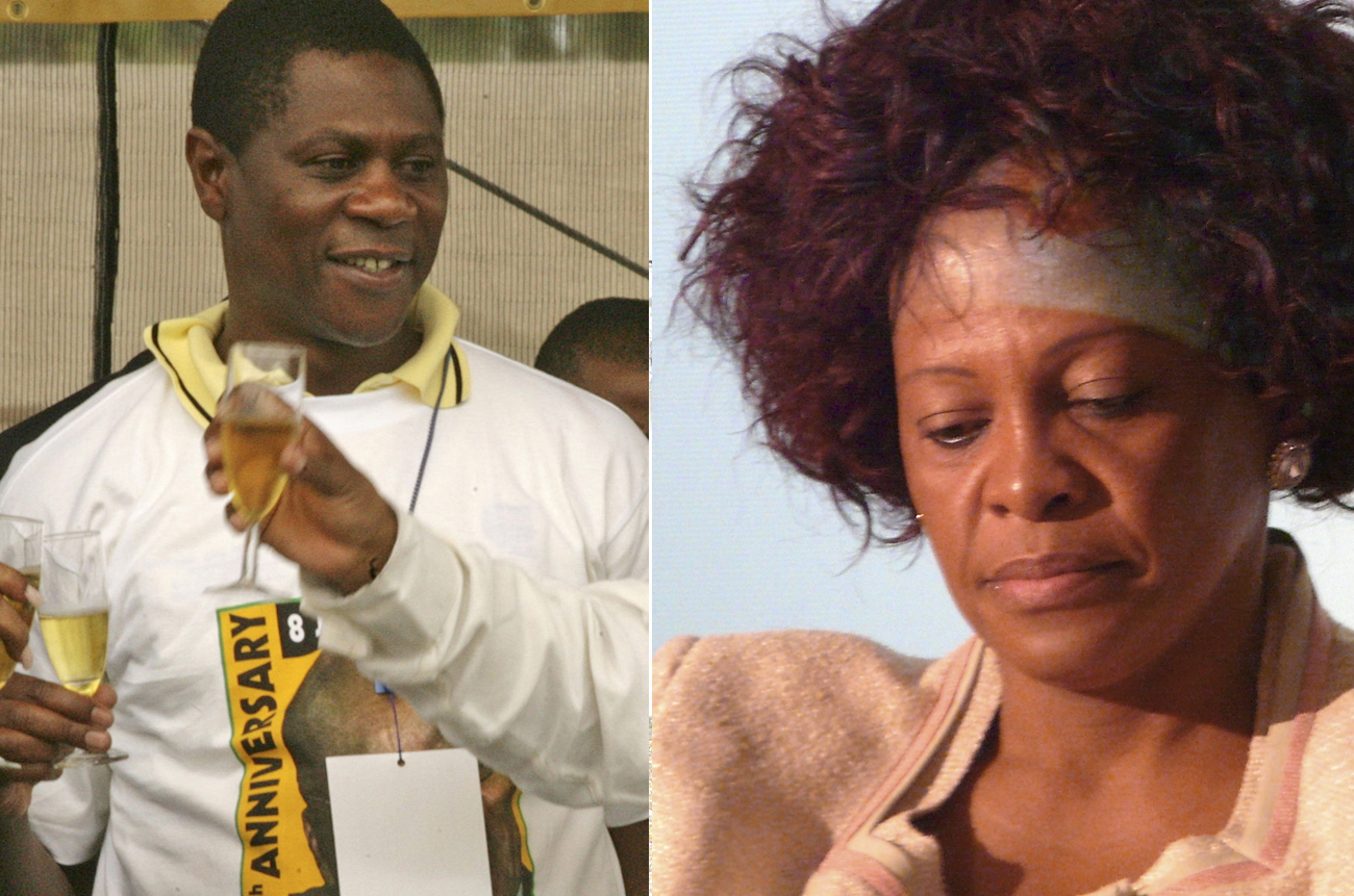 Winnie Madikizela Mandela and Jacob Zuma toast as Paul Mashatile looks on during the ANC 96th Anniversary in Atteridgeville