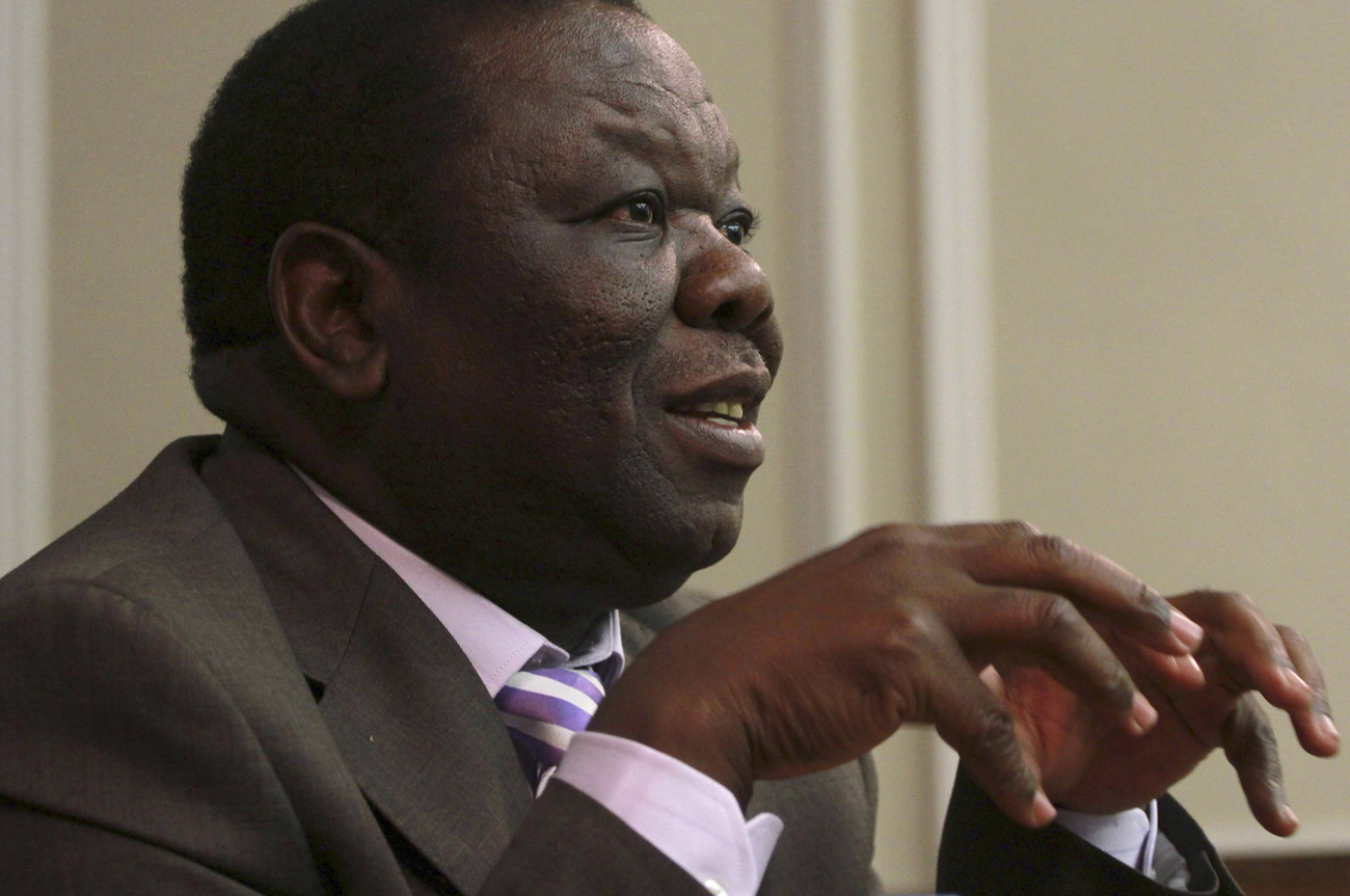 Zimbabwe's Prime Minister Morgan Tsvangirai addresses a visiting German business delegation in Harare