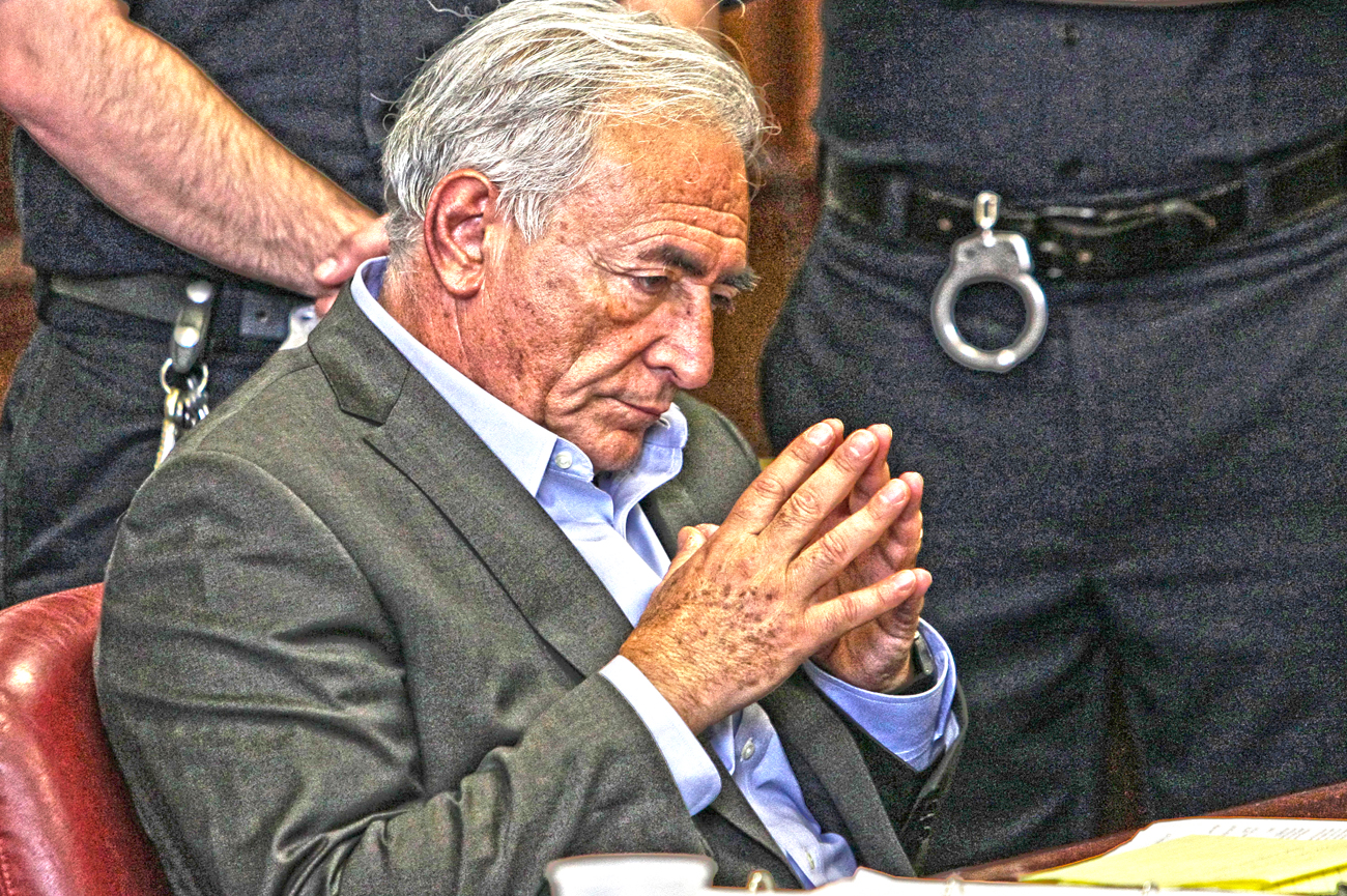 Former IMF chief Dominique Strauss-Kahn gestures during his bail hearing inside of the New York State Supreme Courthouse in New York