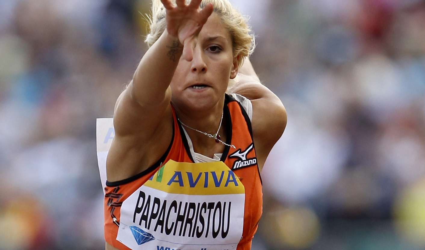 Paraskevi Papachristou of Greece competes in the women's triple jump during the London Grand Prix, Diamond League, athletics meeting in London