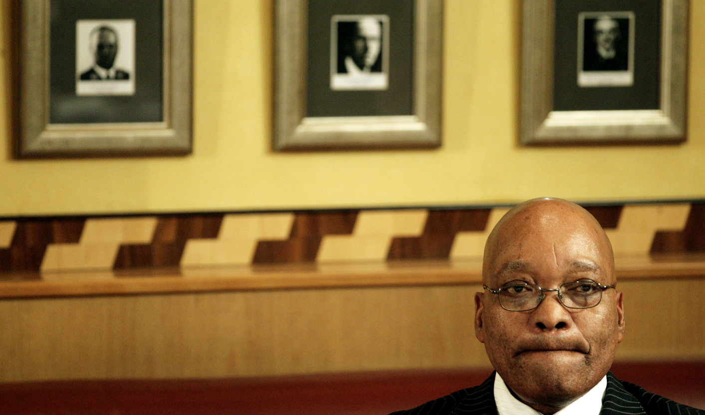 South Africa's ANC President Zuma in a quiet moment during a news conference after appearing in the Durban High Court