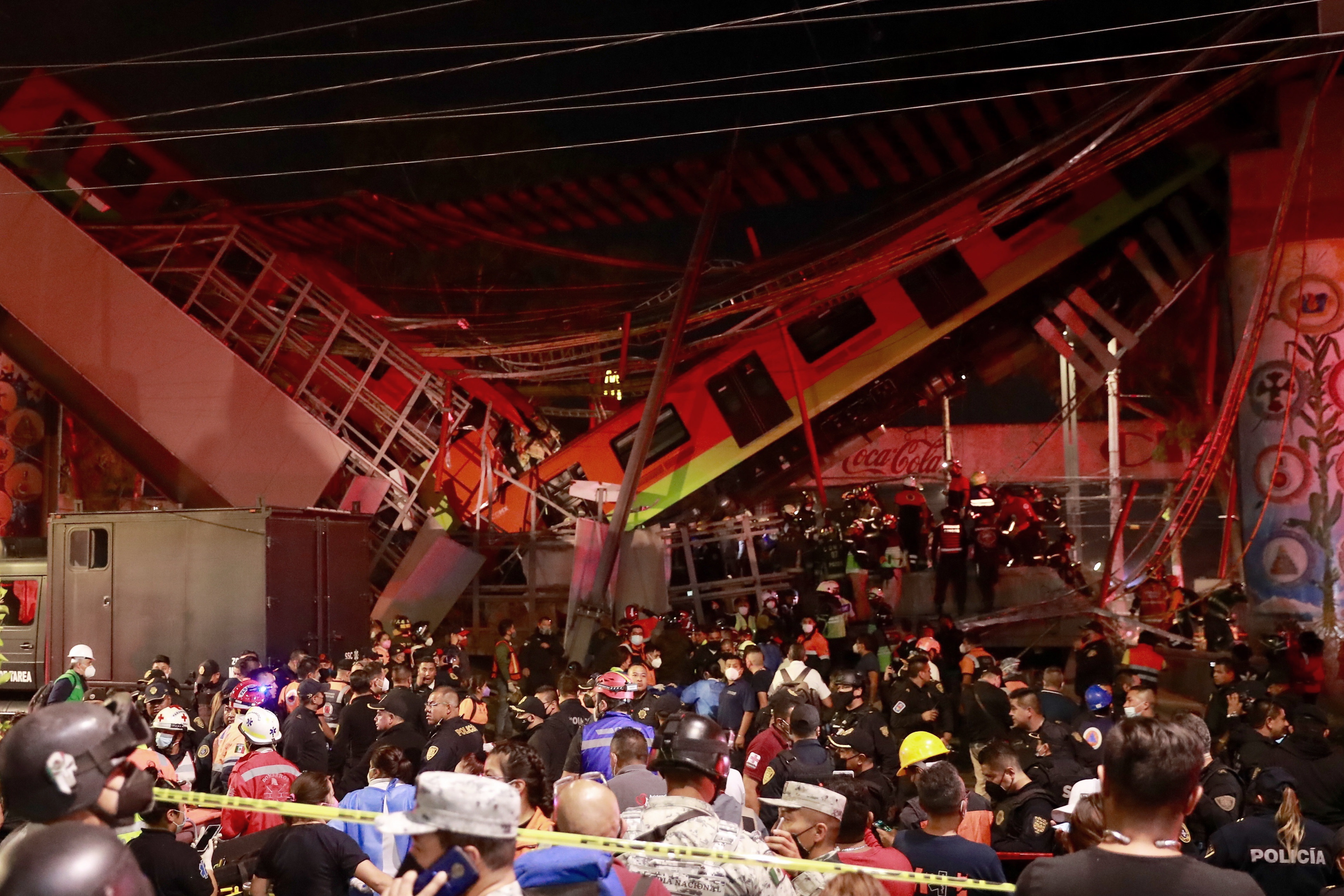 At least 15 dead, scores injured as Metro overpass collapses in Mexico City