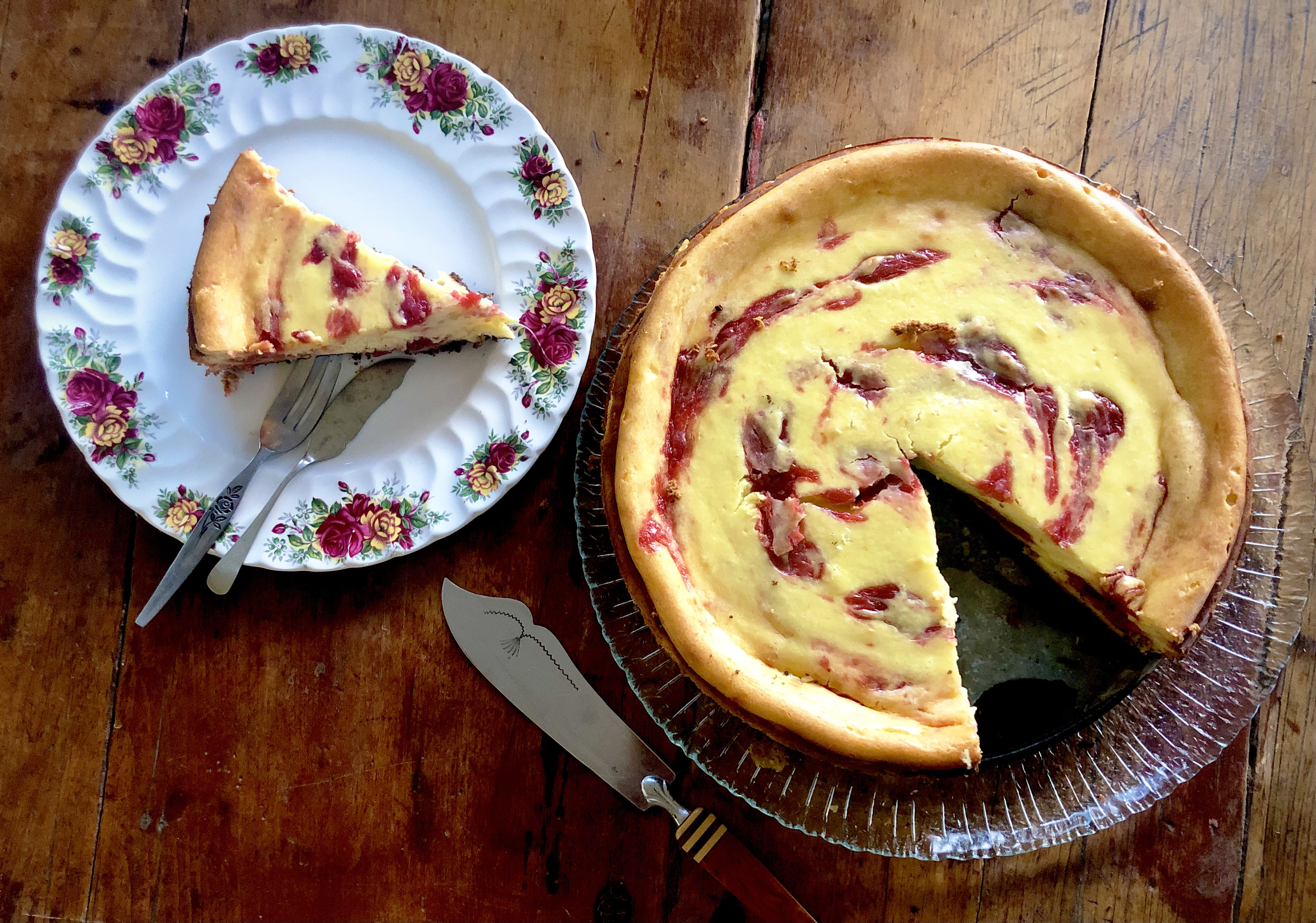 What’s cooking today: Rhubarb & Rose marbled cheesecake