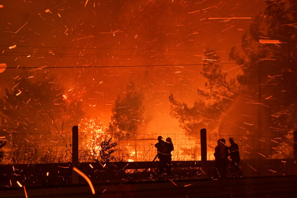 Athens Suburb Engulfed In Flames During Heatwave