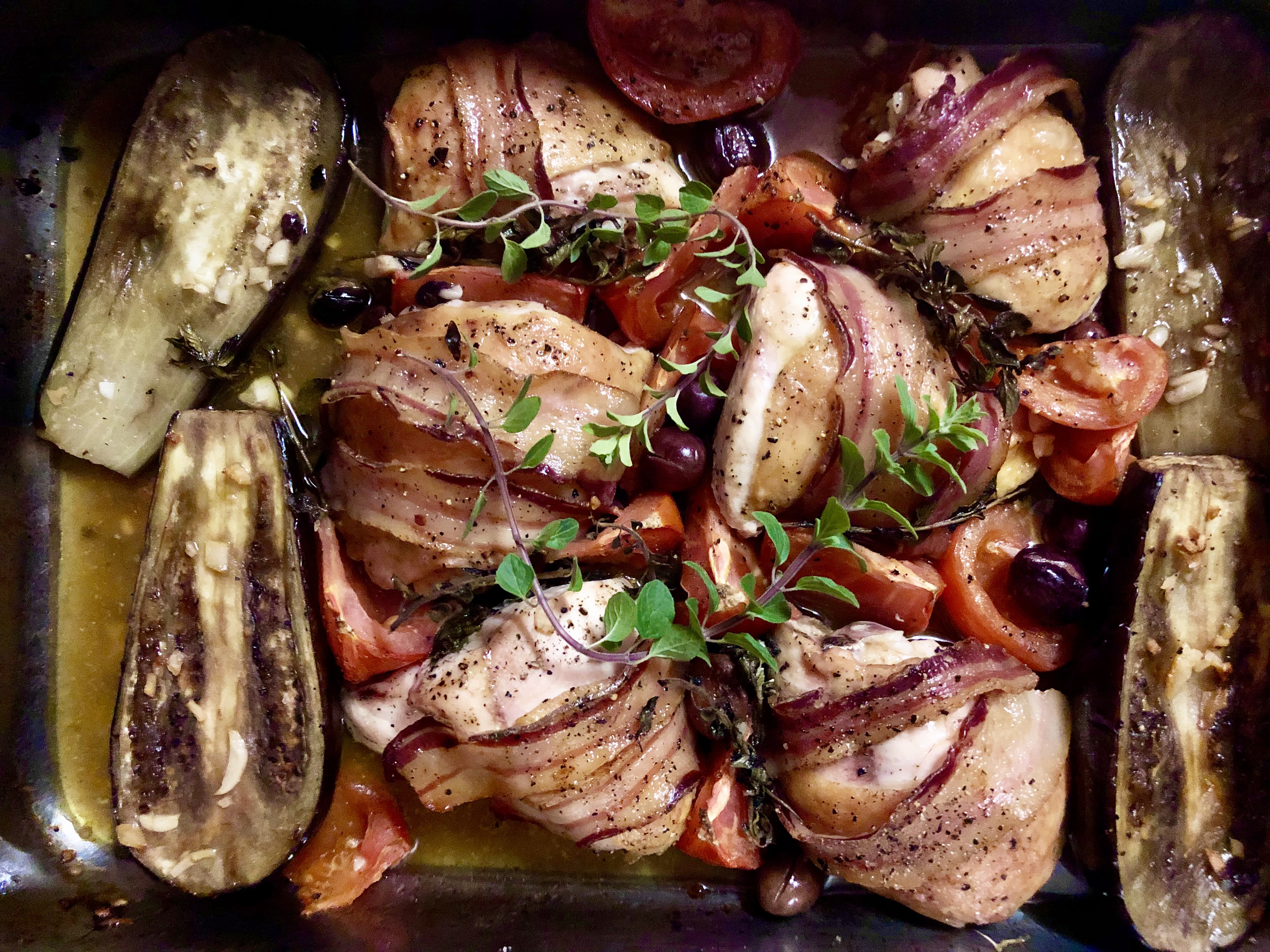 What’s cooking today: Chicken, brinjal & pancetta bake