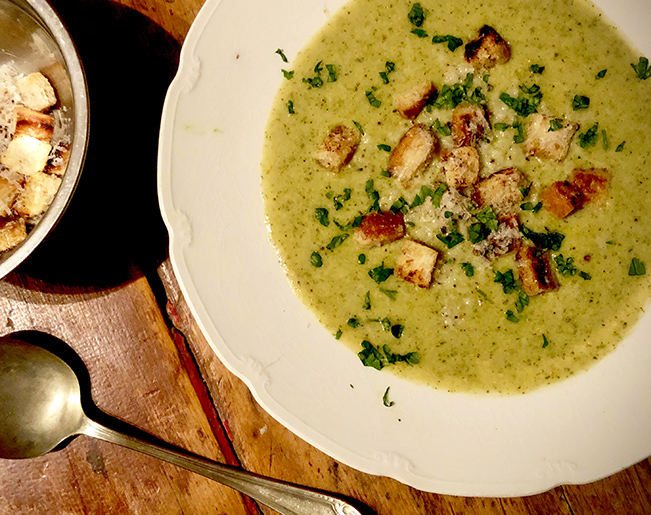 Souper Tuesday: Broccoli and Cheddar soup with Parmesan croutons