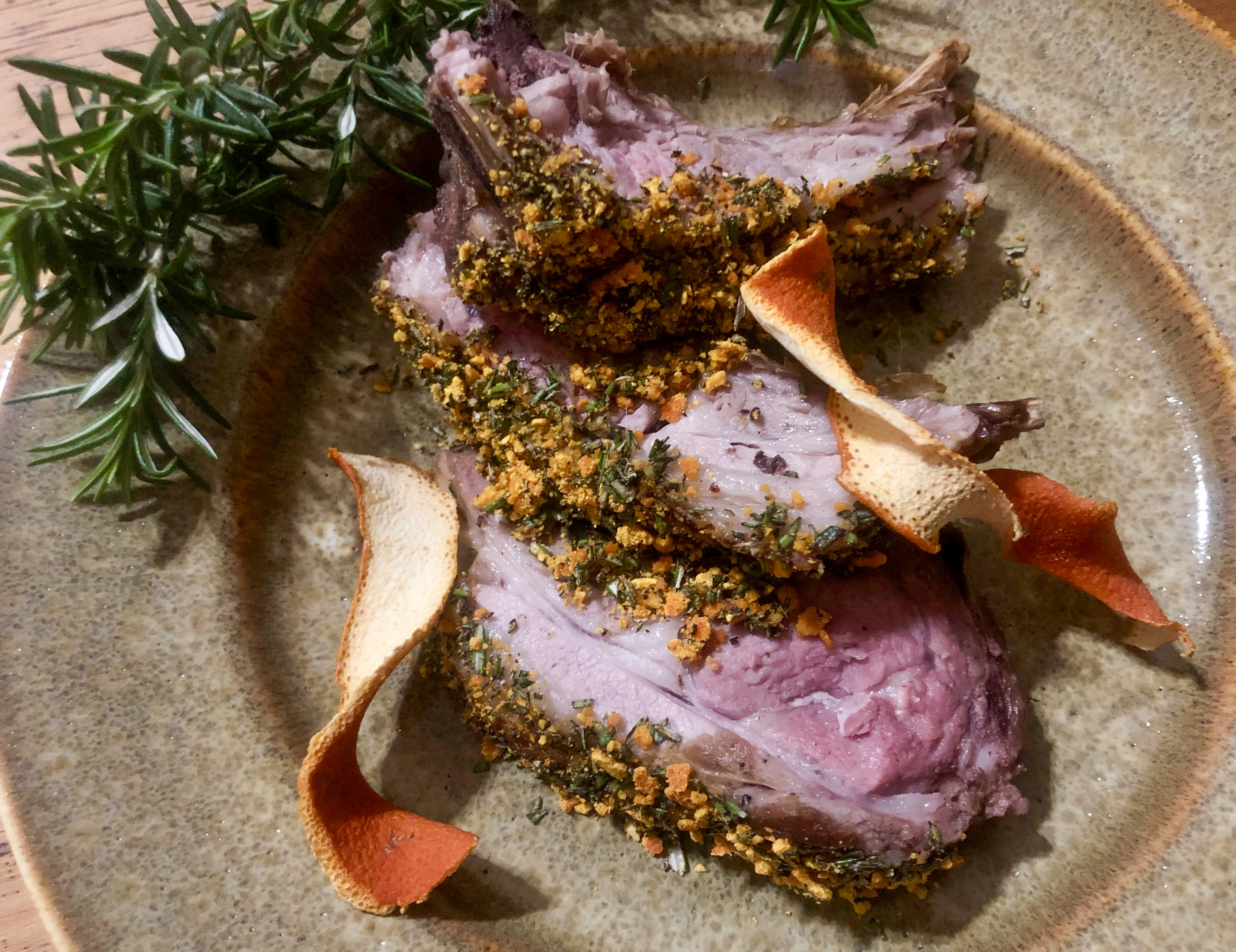 What’s cooking today: Rustic rack of lamb on the braai with a rosemary & dried orange zest crust