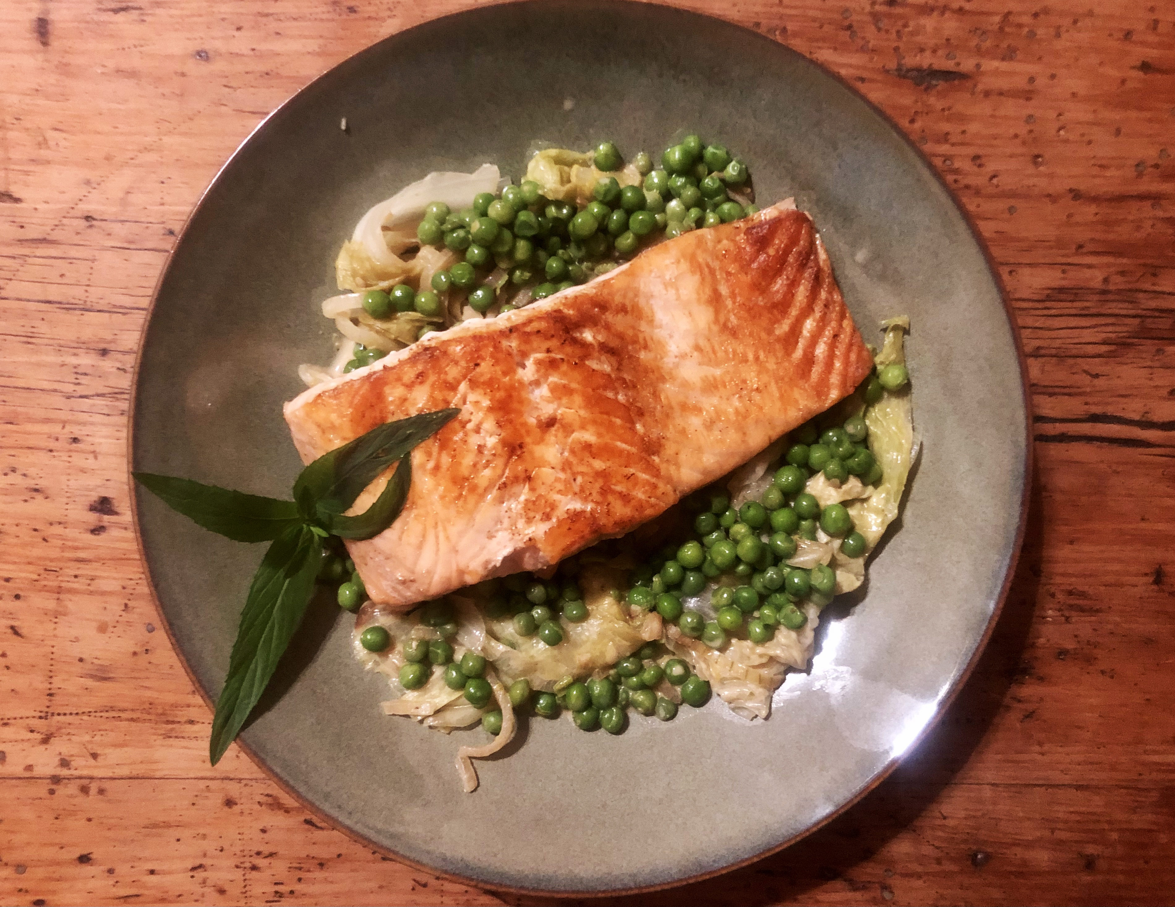 What’s cooking today: Braised lettuce and peas