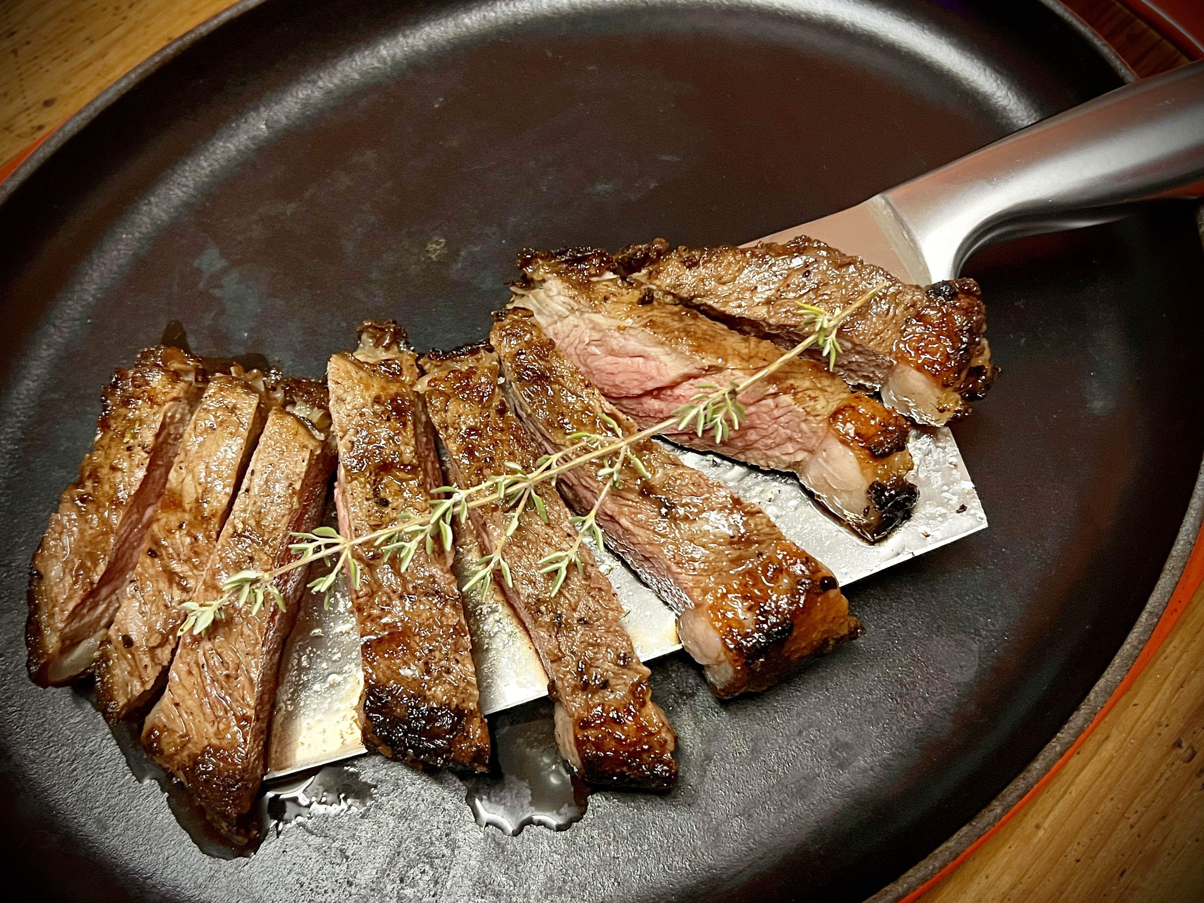 Twice-cooked picanha steaks, finished on the coals