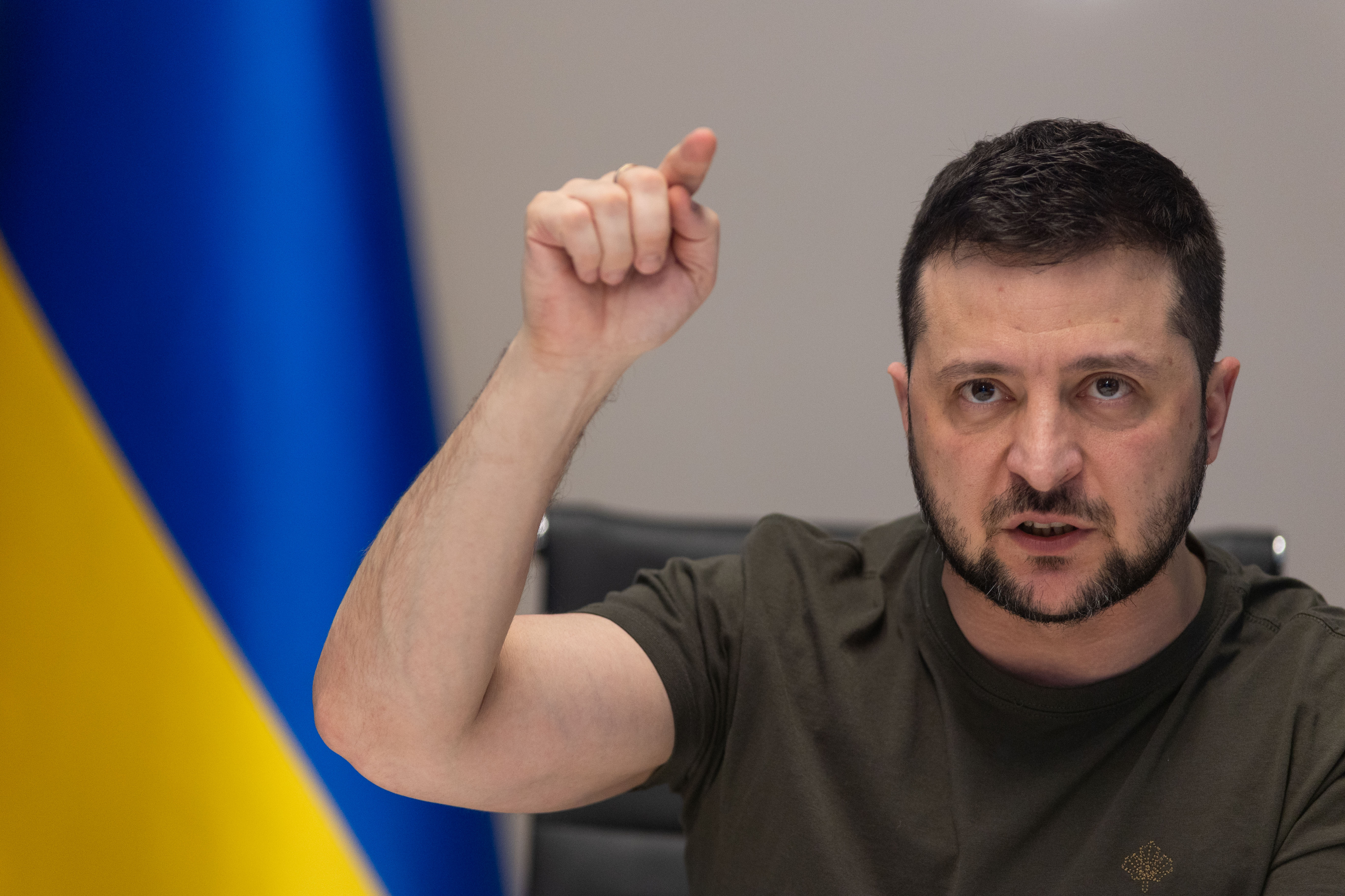 Ukrainian President Zelensky attends interview with Russian media via videolink