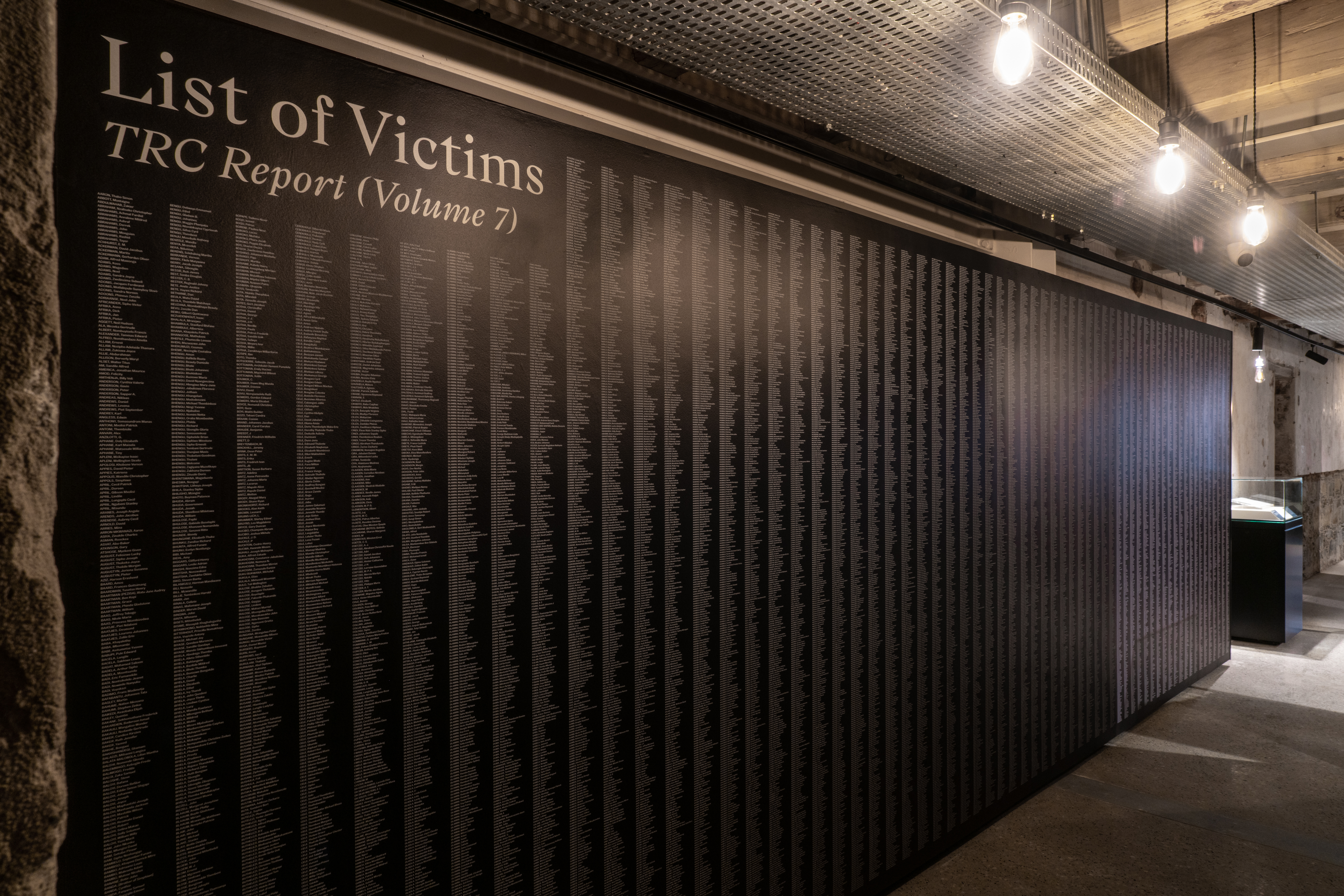 The apartheid victims’ wall at the Archbishop Tutu exhibition in Cape Town