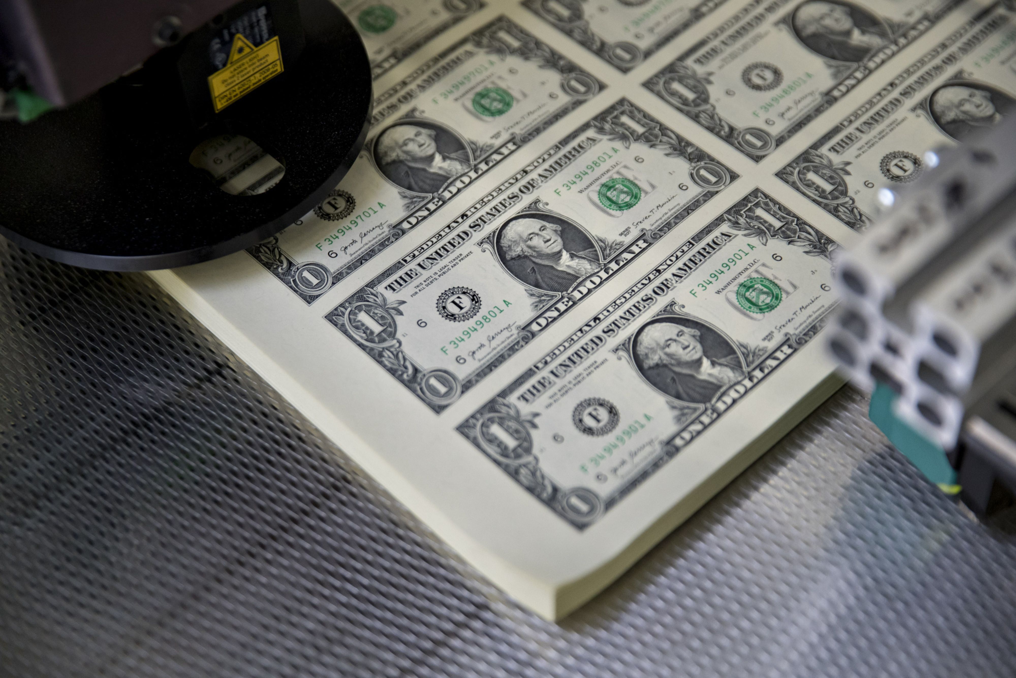 Treasury Secretary Mnuchin Views Production Of Currency Bearing His Signature