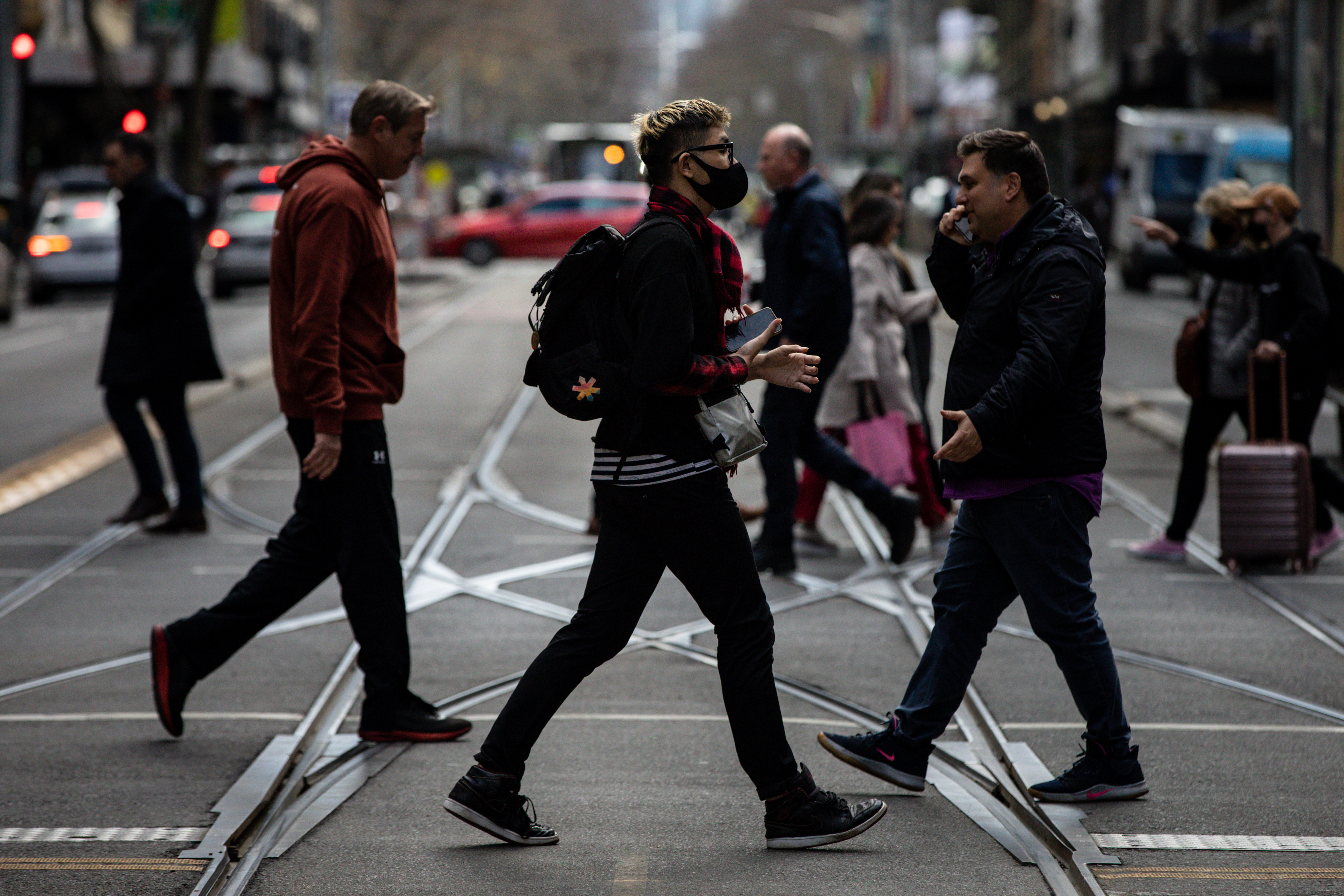 People wearing face masks in Melbourne
