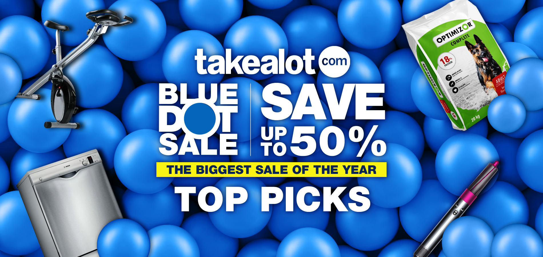 The Takealot.com Blue Dot Sale is NOW ON! Up to 50% OFF Thousands of Deals on TVs, Laptops, Dishwashers, Loadshedding Solutions and more!