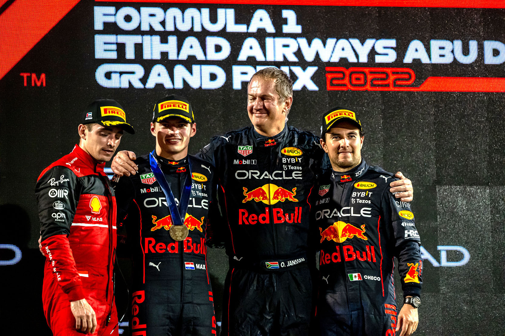 Sergio Pérez and Charles Leclerc battle for second in the F1 season finale