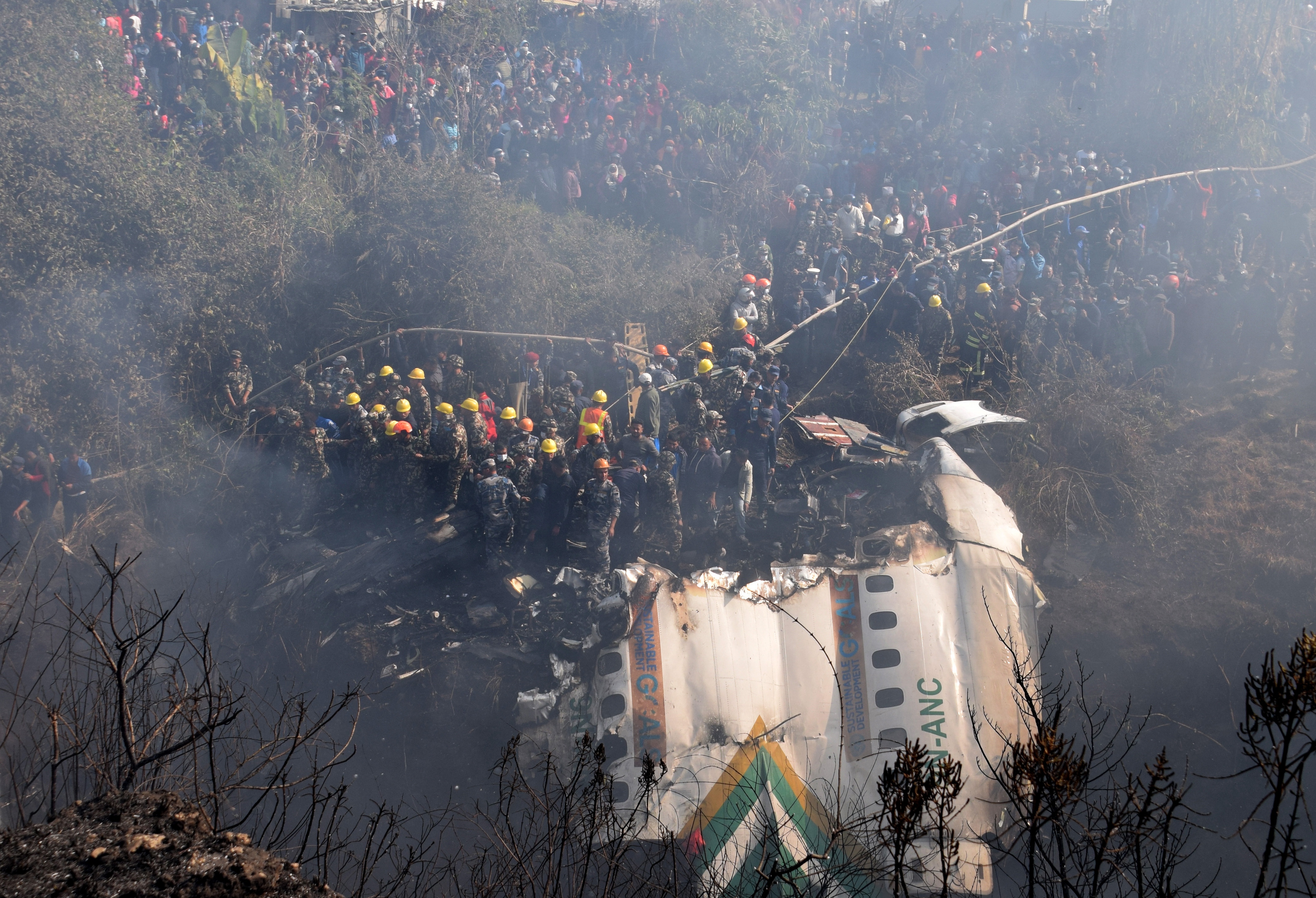 Yeti Airlines ATR72 aircraft carrying 68 passengers and 4 crew members crashes in Pokhara, Nepal