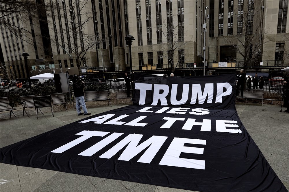 In images: Demonstrators gather in New York ahead of possible Trump indictment