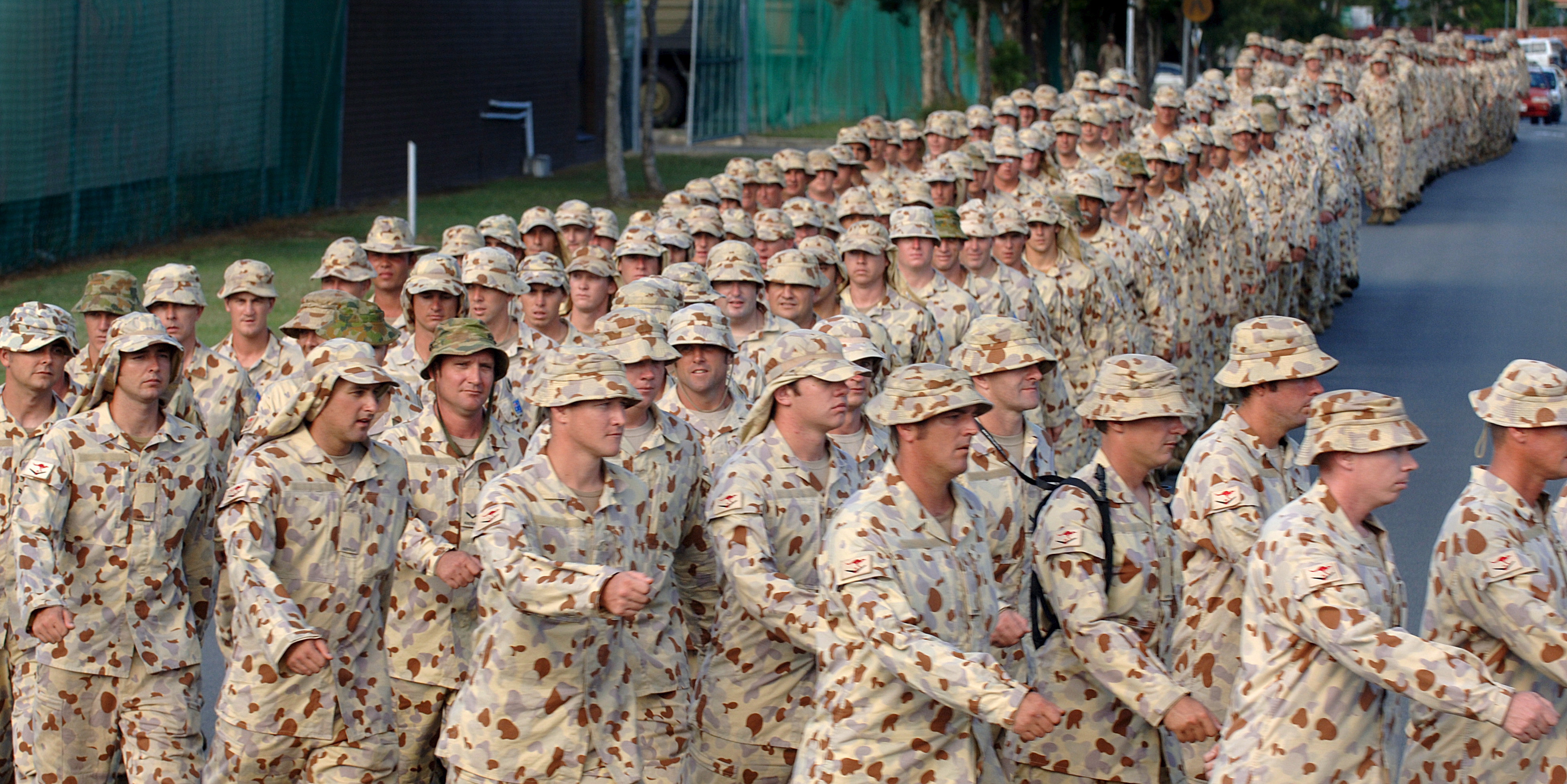Some of the 370 Australian troops bound for Afghanistan gather in Brisbane