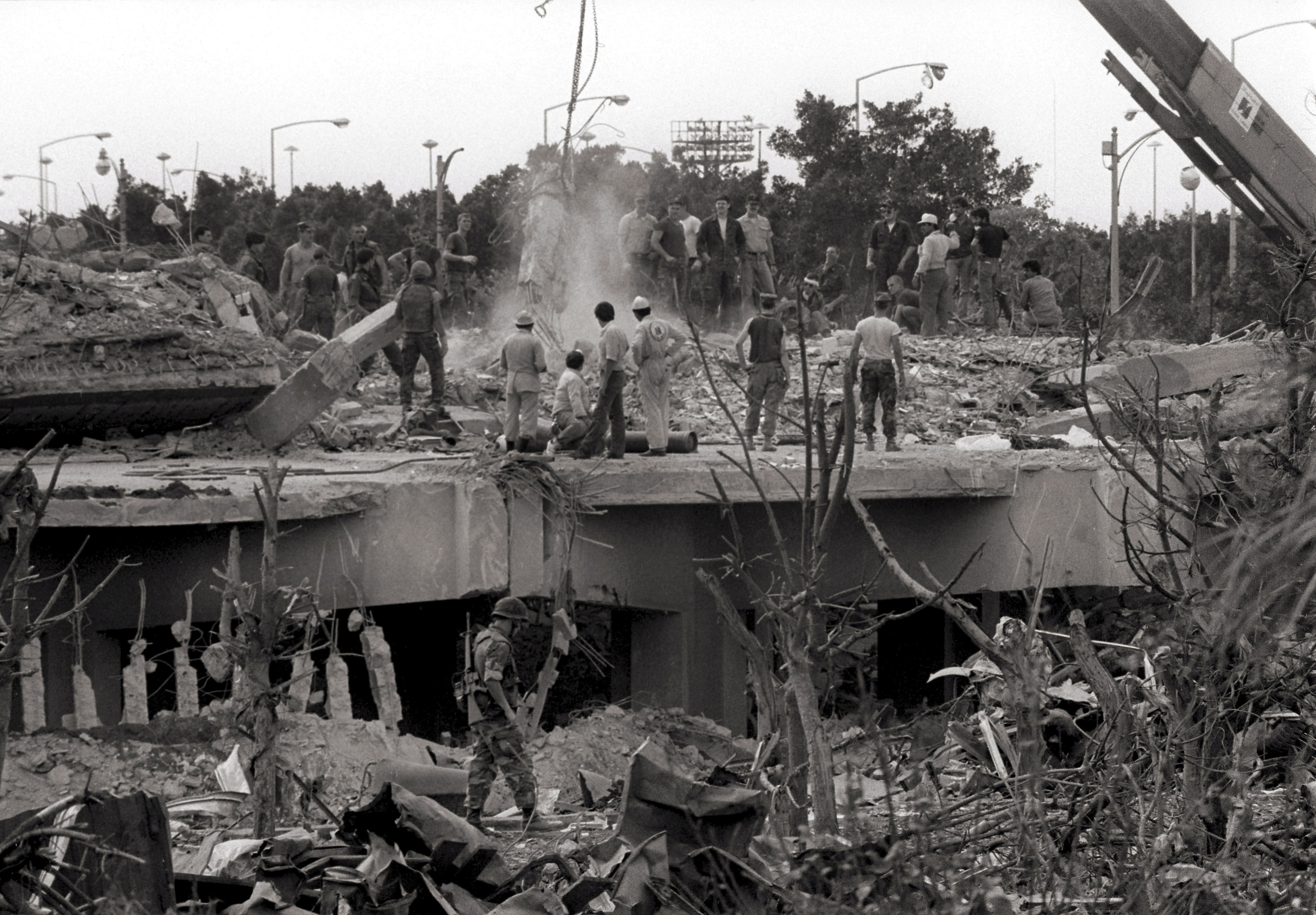 FILE PHOTO OF BOMBING OF FRENCH HEADQUARTERS IN BEIRUT IN 1983