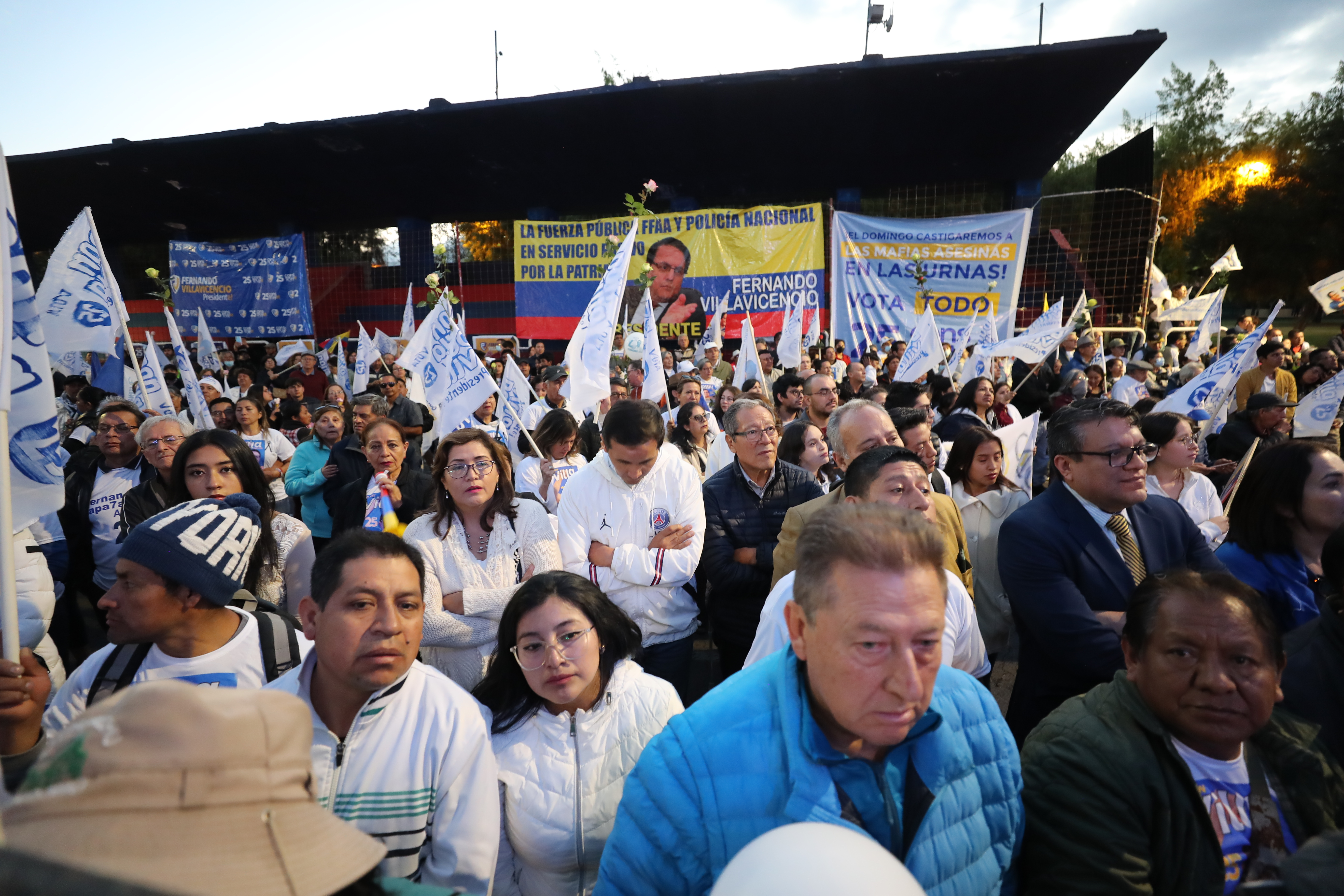 Supporters demonstrate in favor of the replacement candidate for murdered Fernando Villavicencio