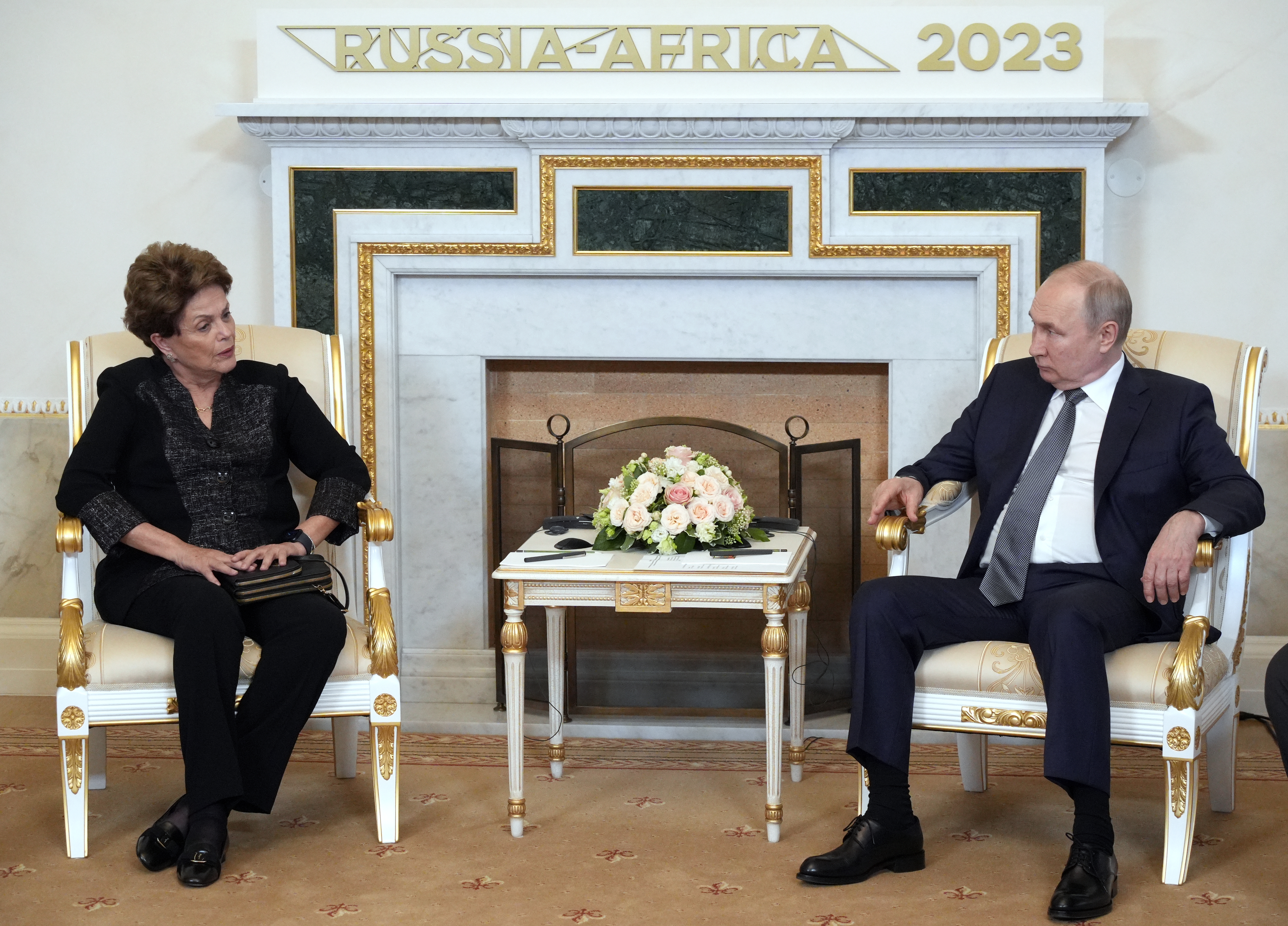 Russian President Putin meets New Development Bank Head Rousseff in St. Petersburg