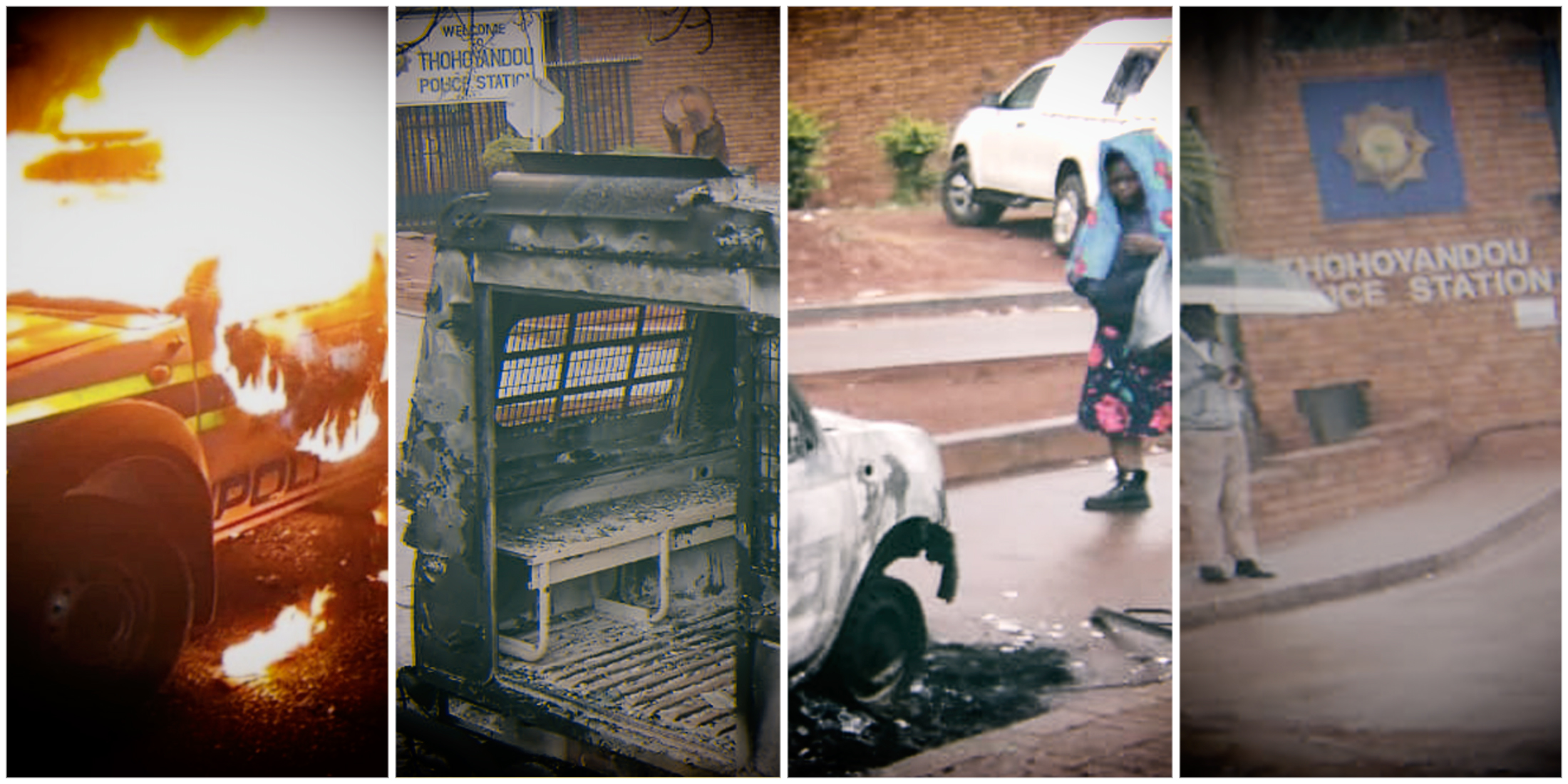 University of Venda student protest disrupts campus activities, with police van targeted, roads blocked, traffic signs vandalised
