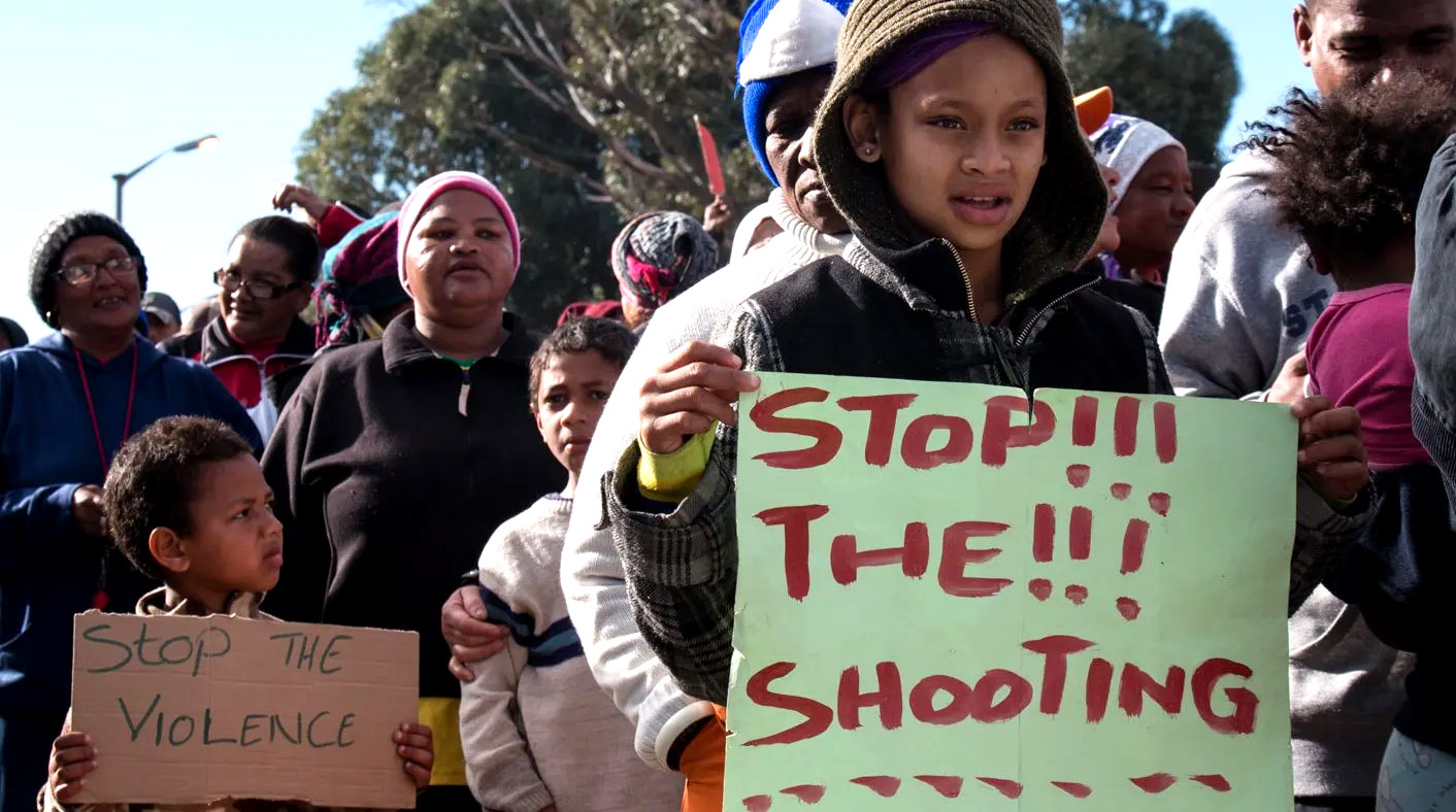 Children participated in “Take Back The Streets” march in Manenberg, Cape Town.  (Shaun Swingler)