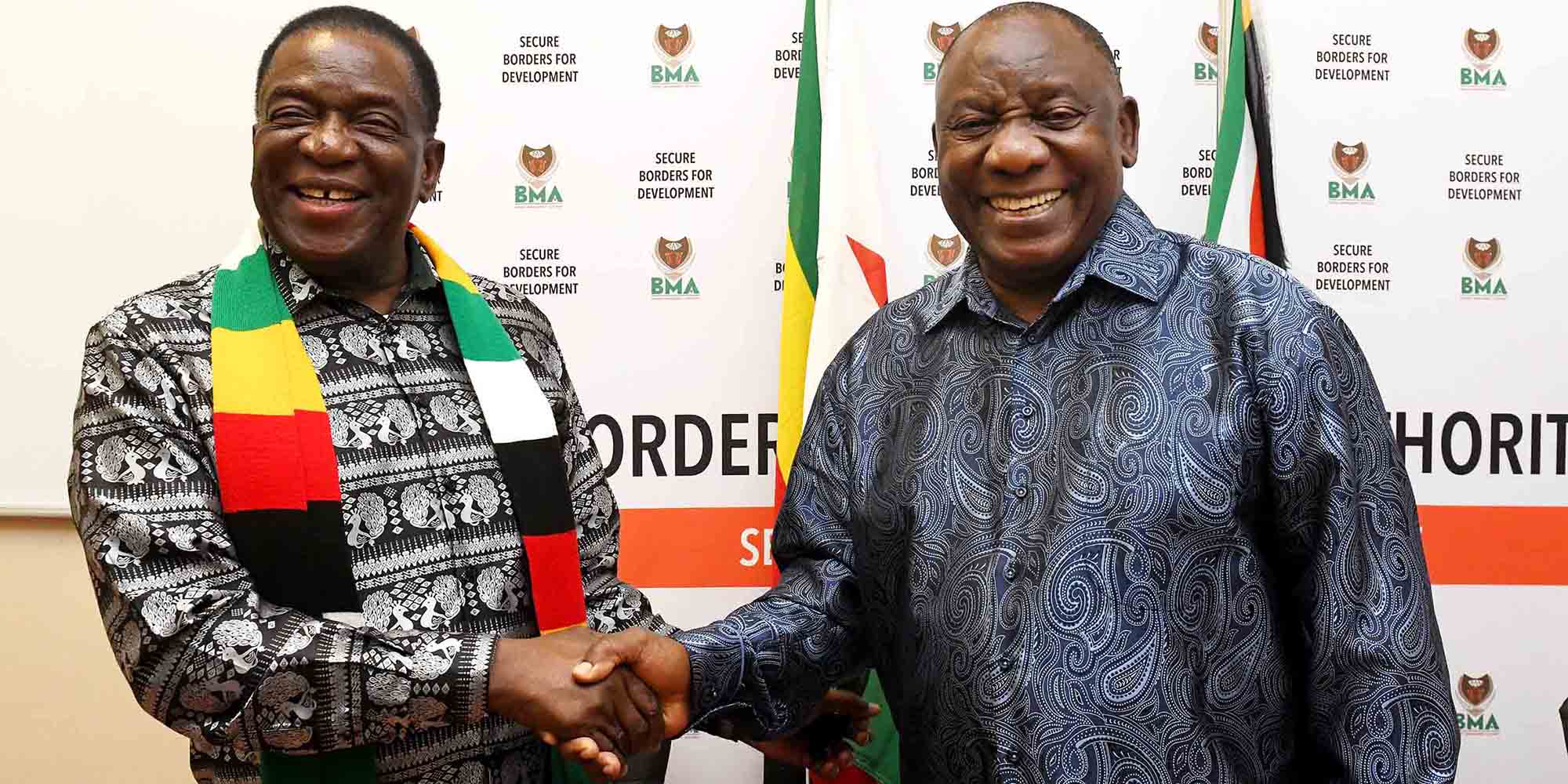 Ramaphosa and Mnangagwa in cross-border inspection at Beitbridge's new Zim customs post