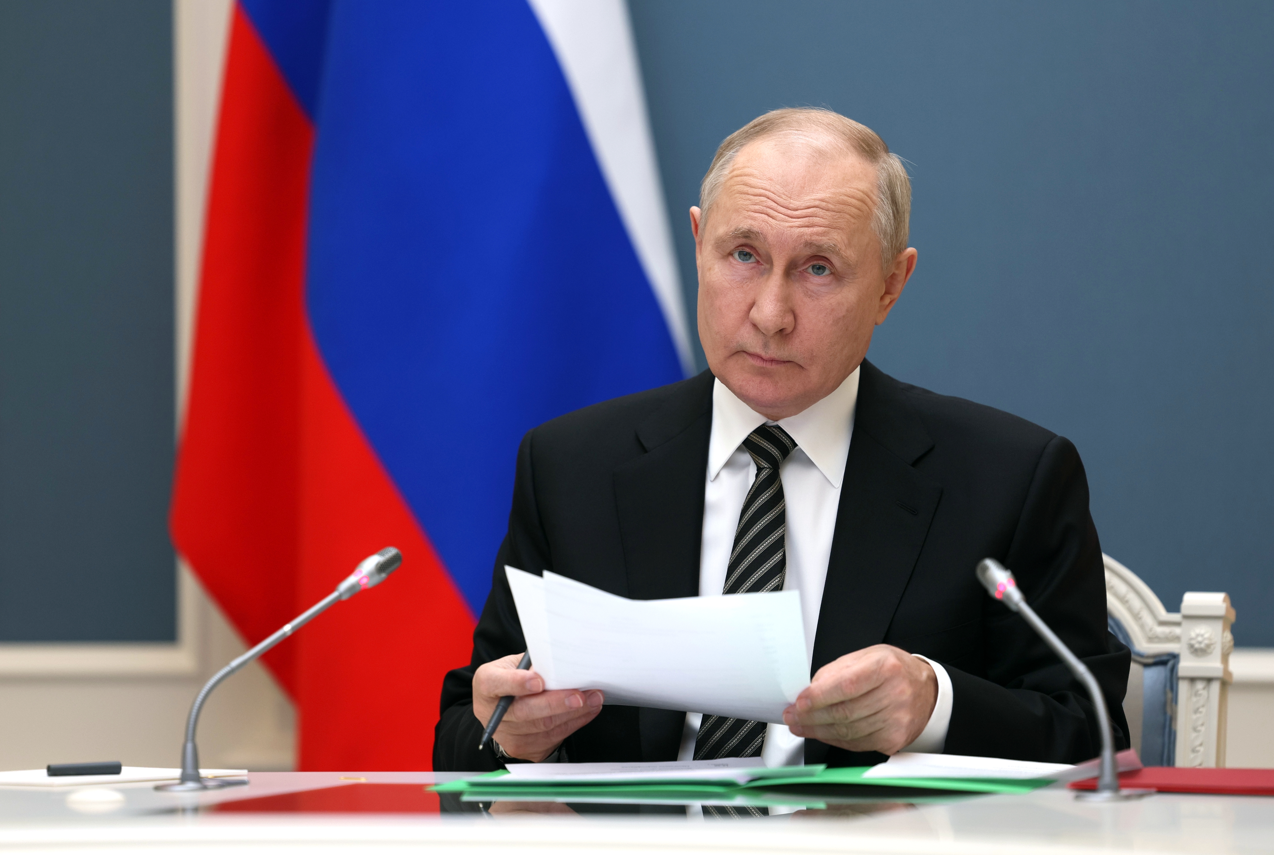 Russian President Vladimir Putin attends a training to test the strategic deterrence forces
