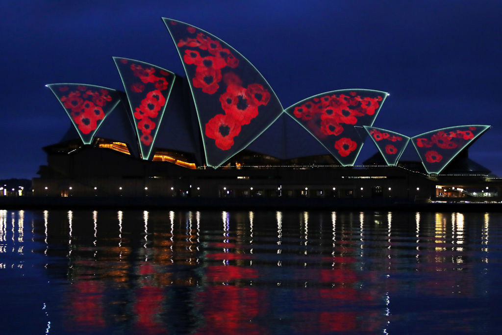 Opera House Sails Are Lit With Poppies For Remembrance Day