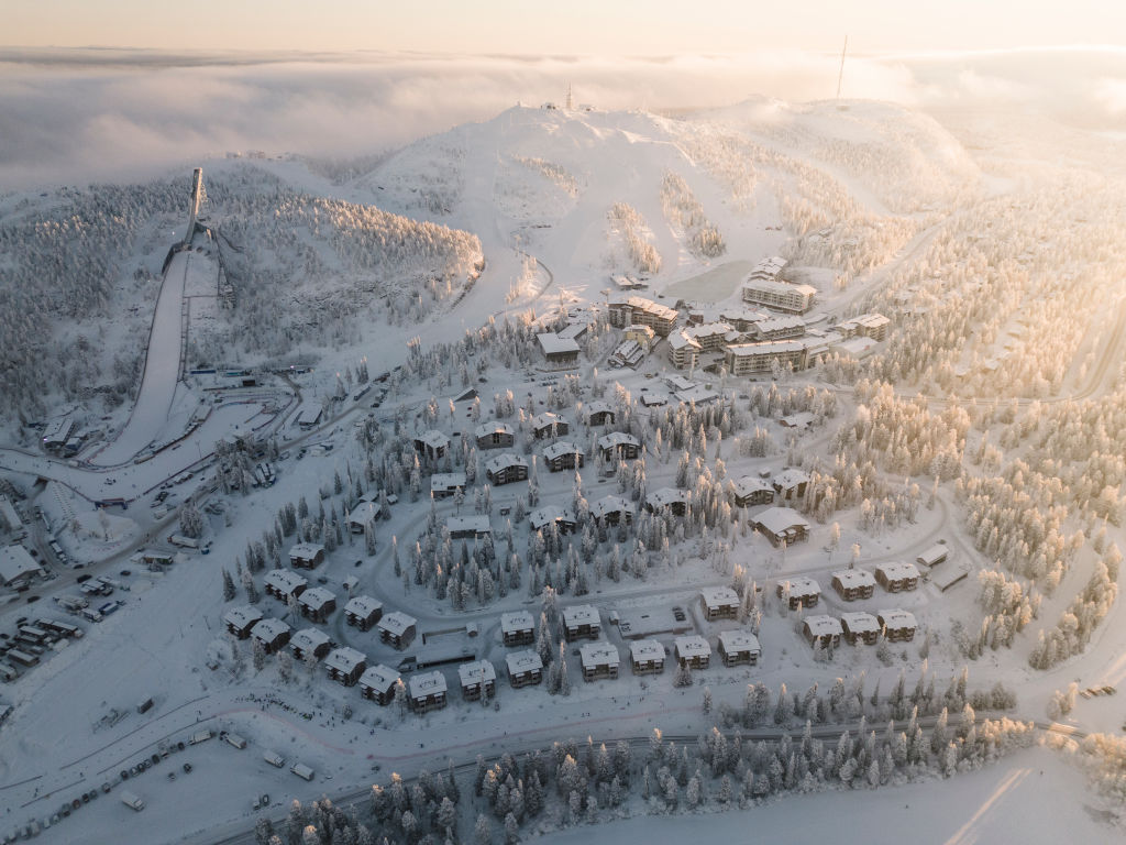 Aerial view of the Cross Country stadium and the Ski Jumping Hill November 23, 2023 in Ruka, Finland. (Photo by Federico Modica/NordicFocus/Getty Images)