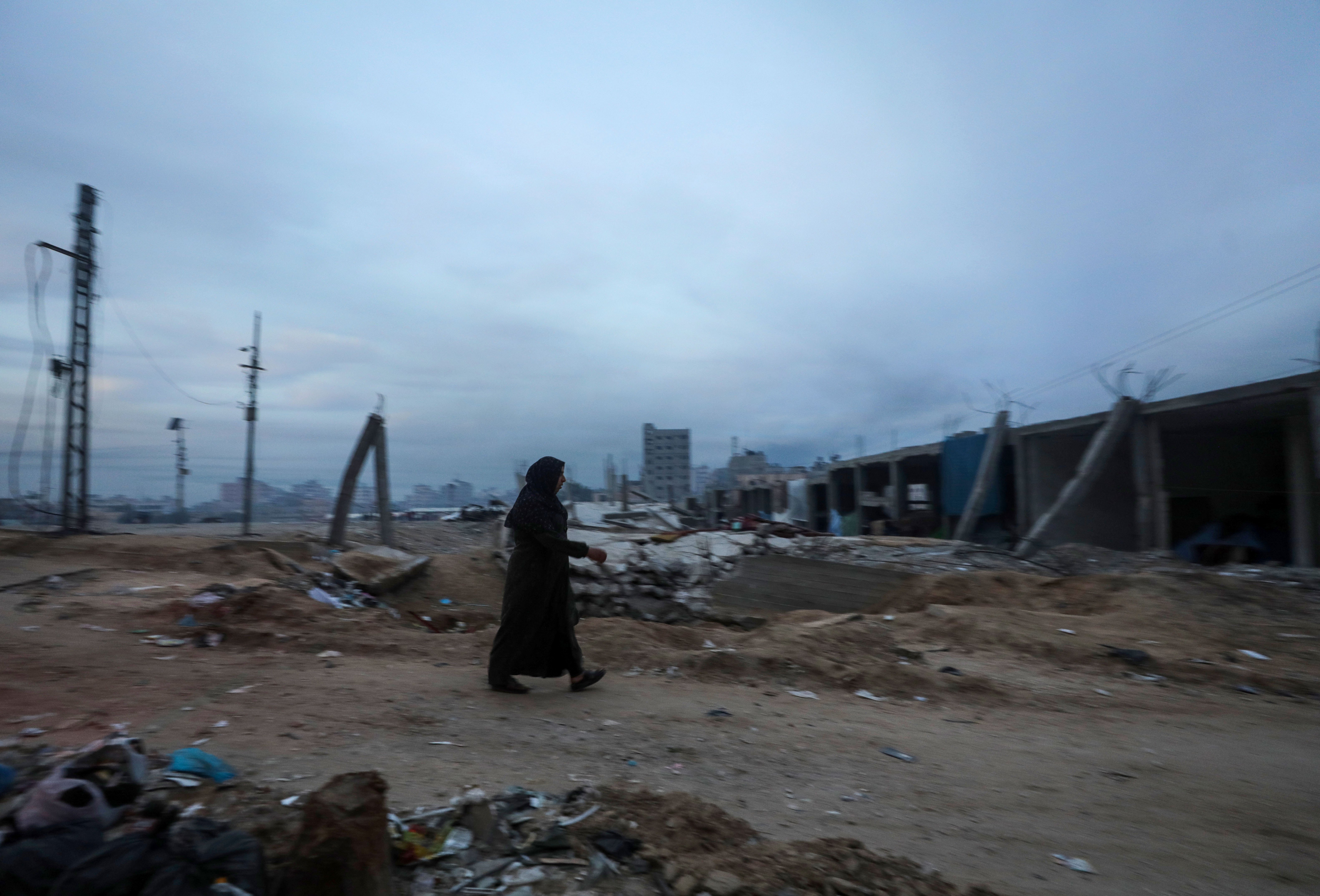 Destruction in Al Nusairat refugee camp, Gaza Strip