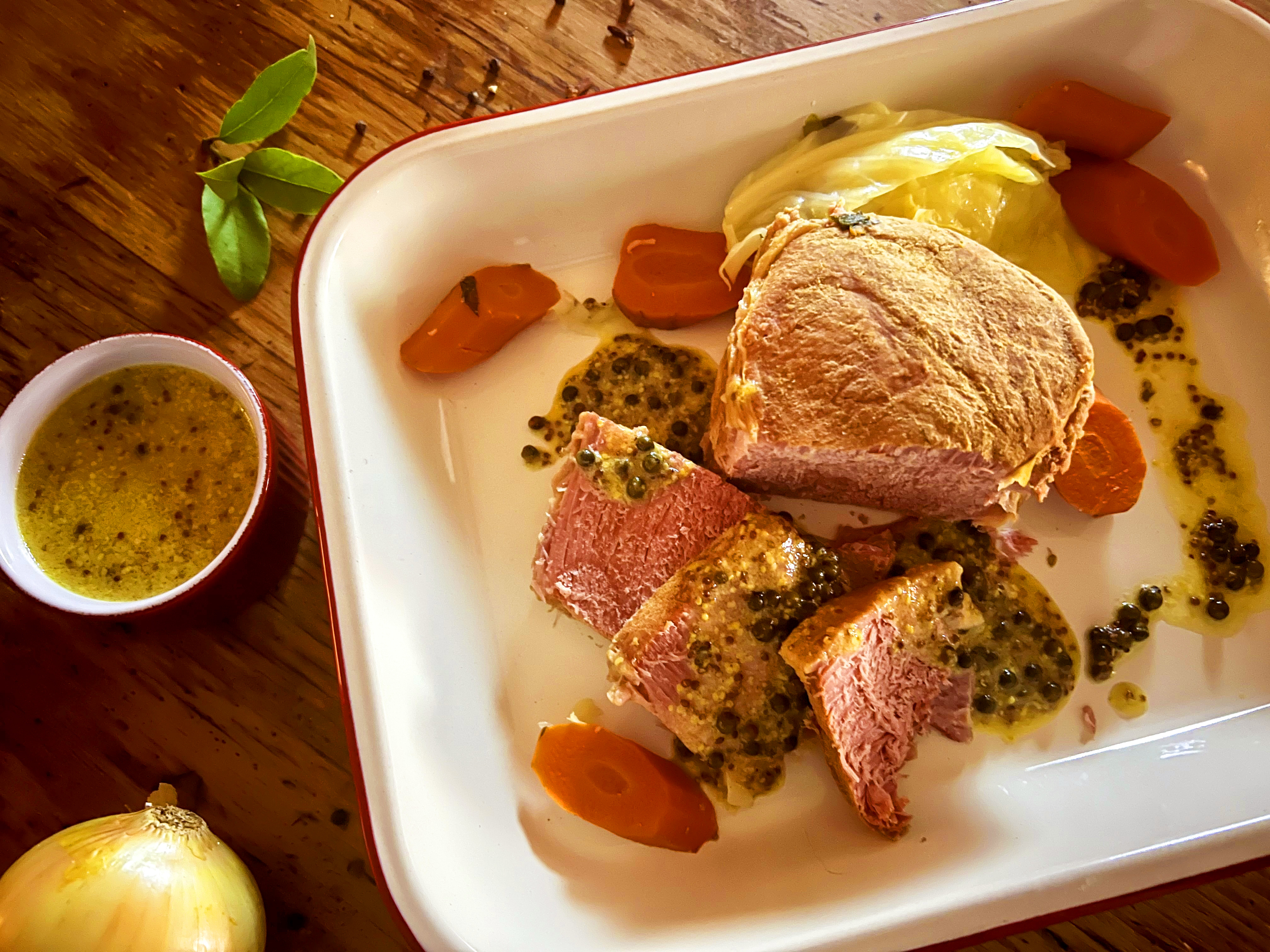 Karoo Krismis: Salt beef with green peppercorn and mustard sauce