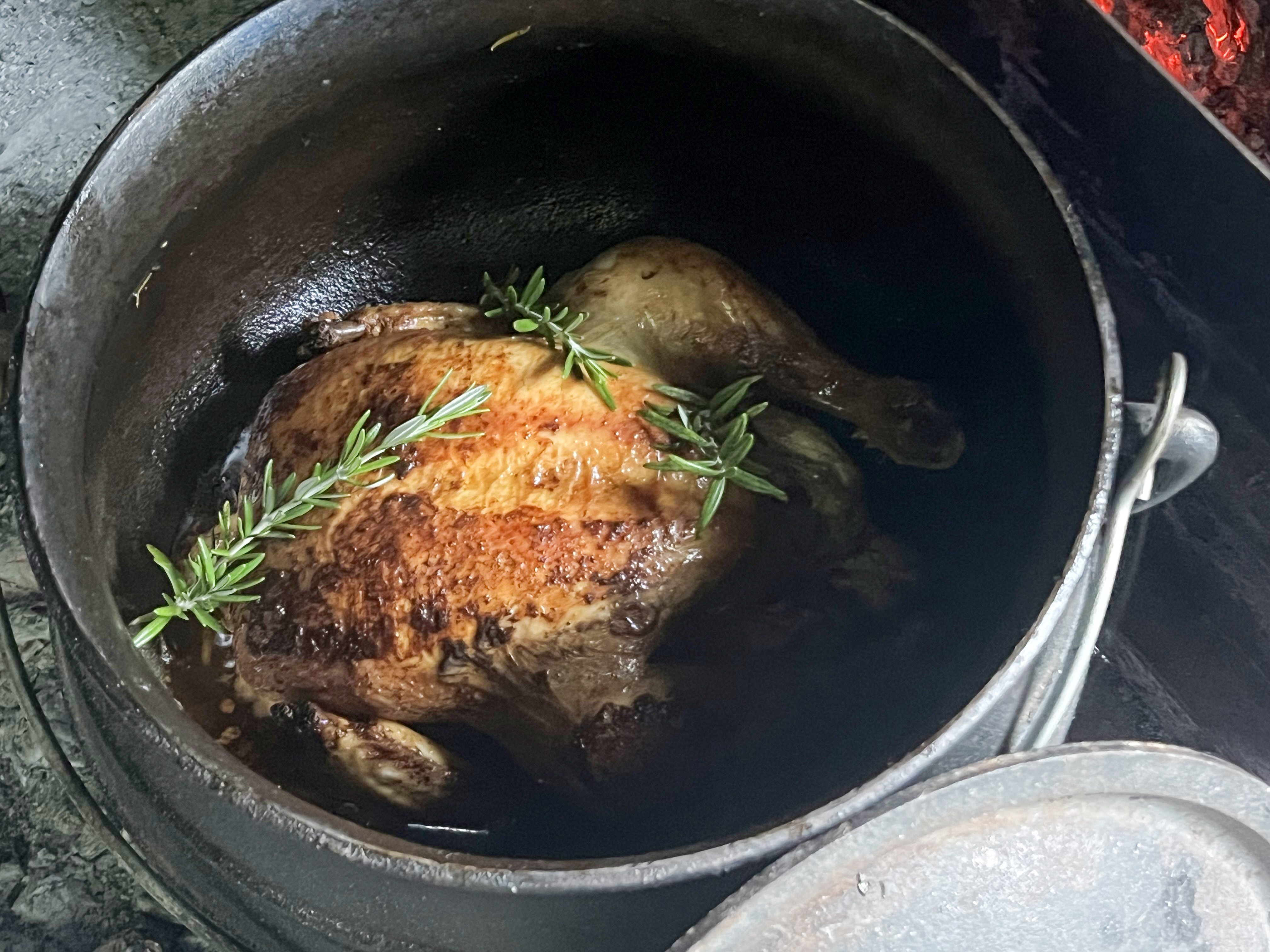 What’s cooking today: Potjie-roasted chicken with rosemary butter and smoked salt