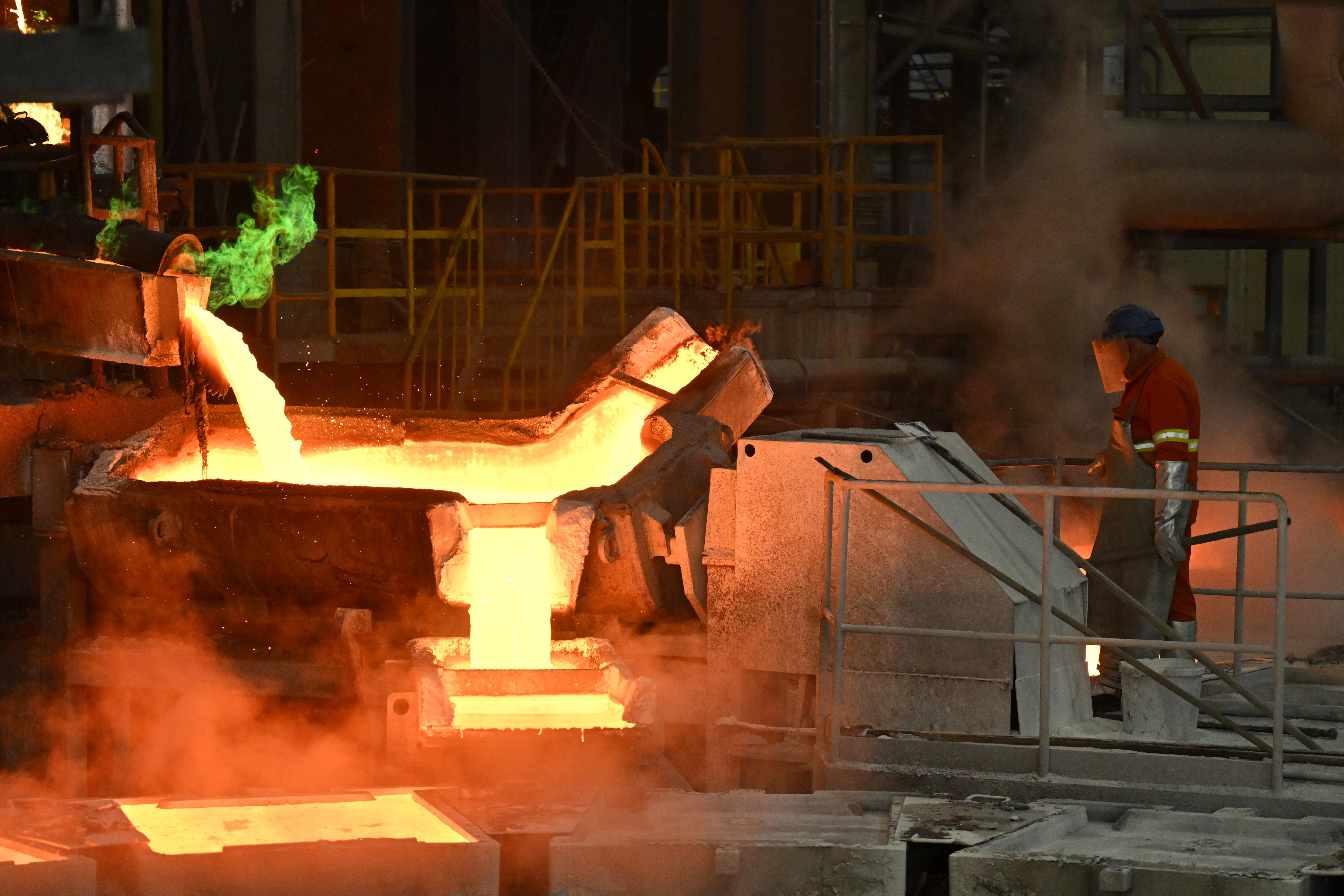 Molten copper at a smelting plant in Serbia