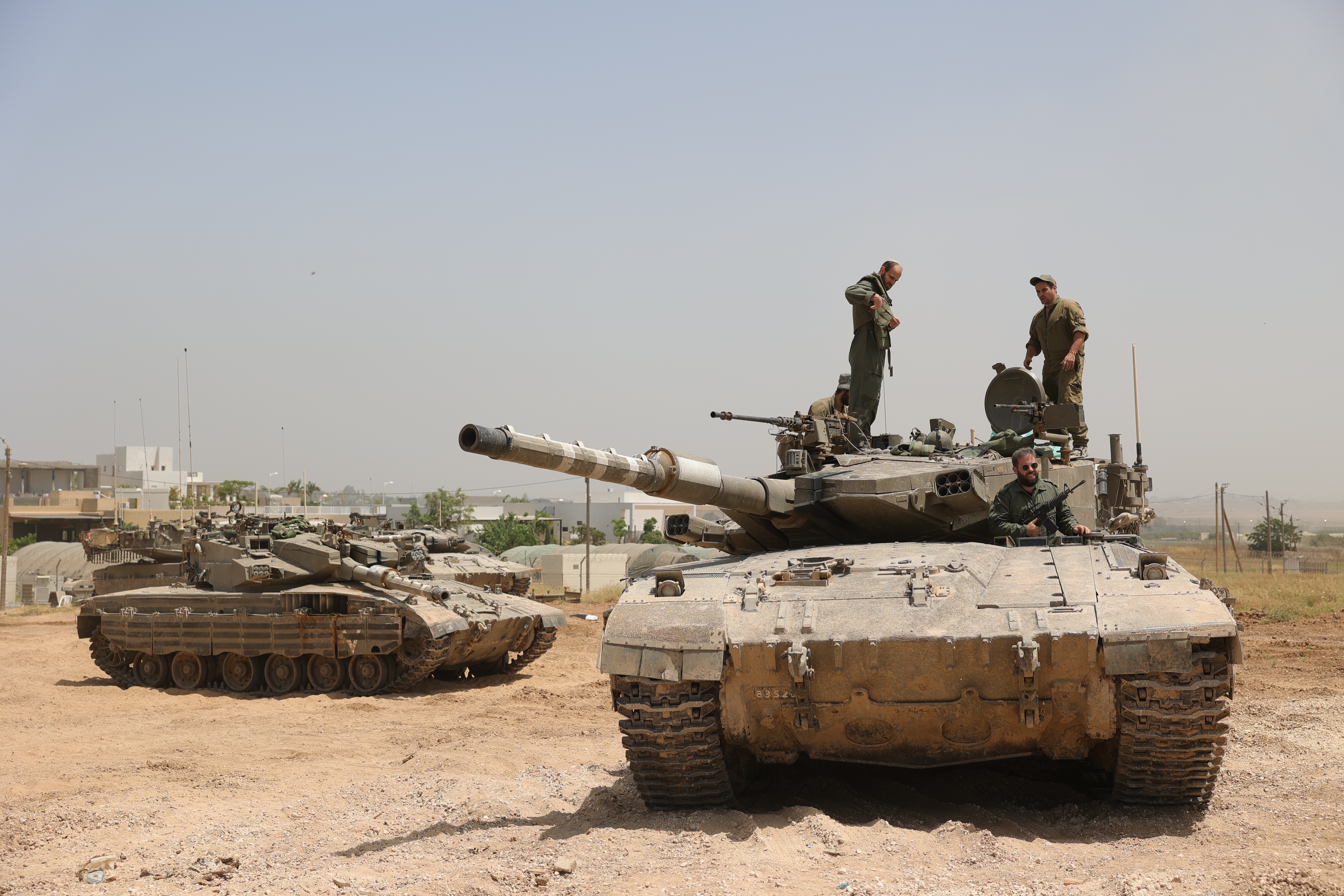 Israeli troops gather near the Gaza border, southern Israel