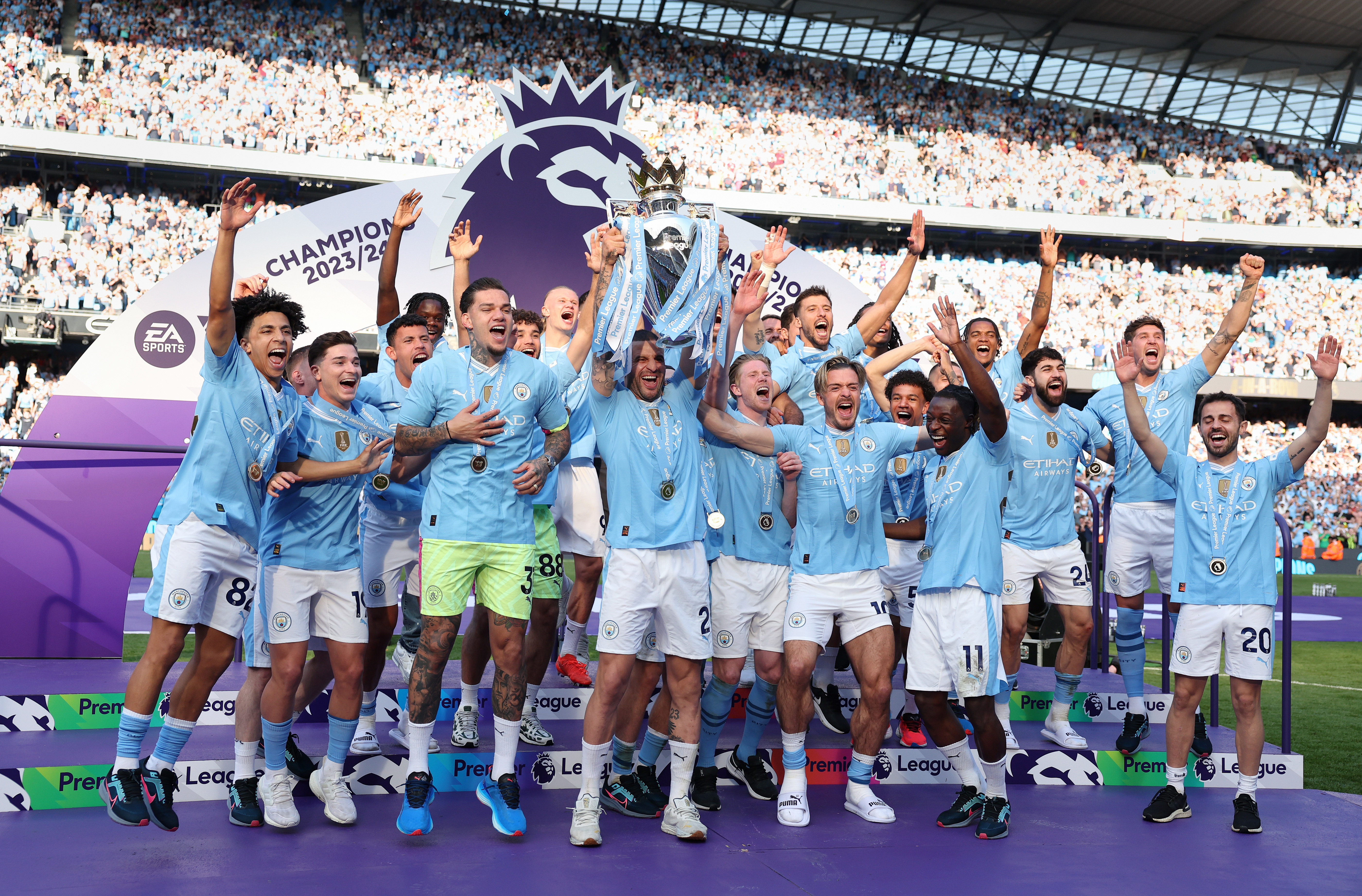 Pep Guardiola holds off pupil Mikel Arteta as Manchester City clinch record fourth successive league title