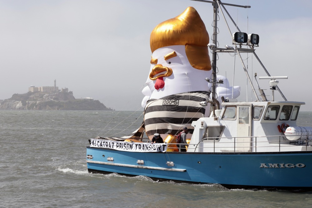 Pro-Trump rally and Anti-Trump protest during Former President Donald Trump's visit for fundraiser