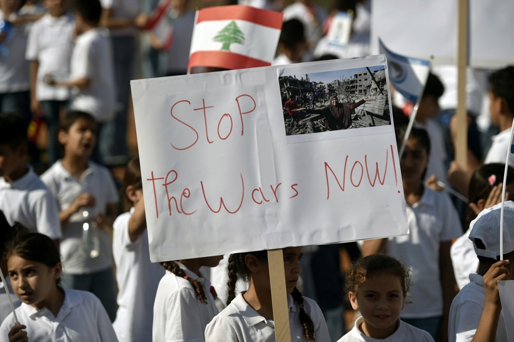 Social care institution for children stages rally in support of Palestinians in Beirut