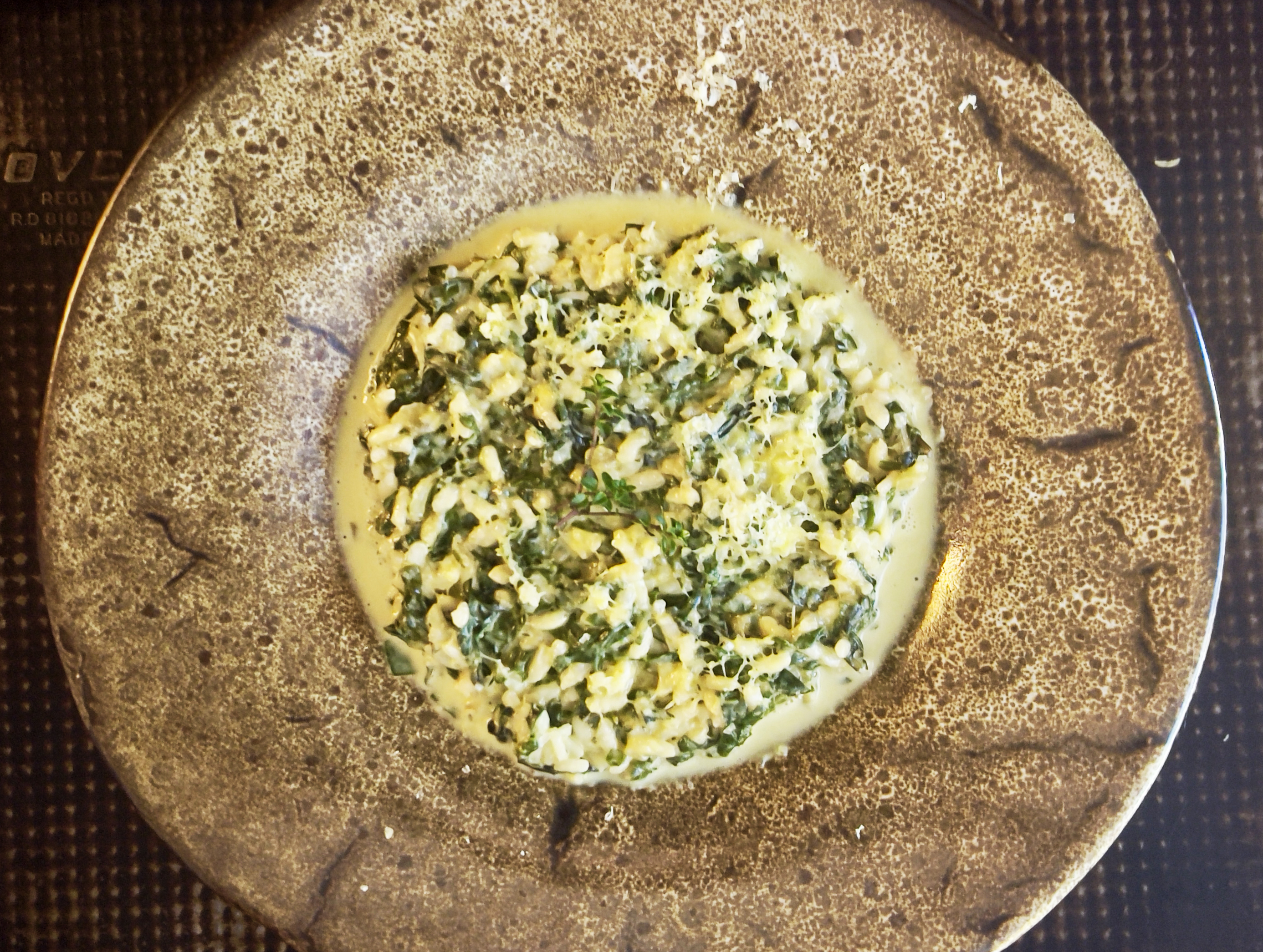Creamed spinach, transformed into a saucy risotto