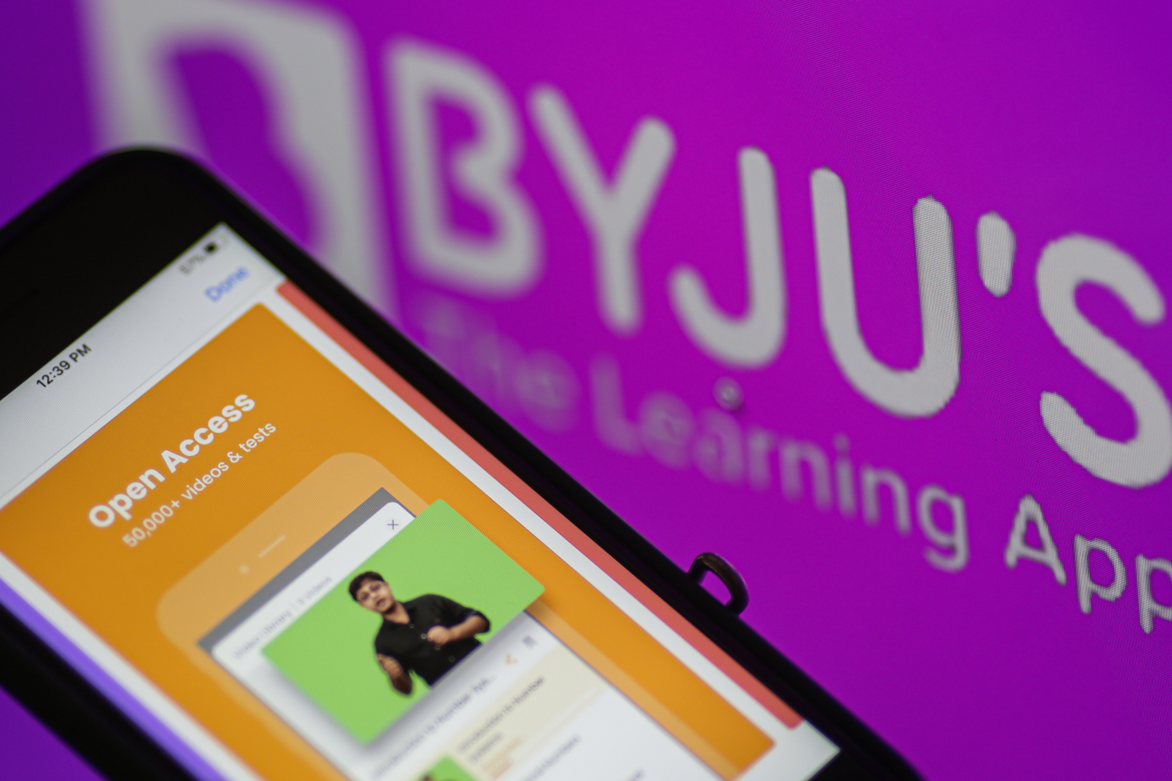 The Byju learning app.