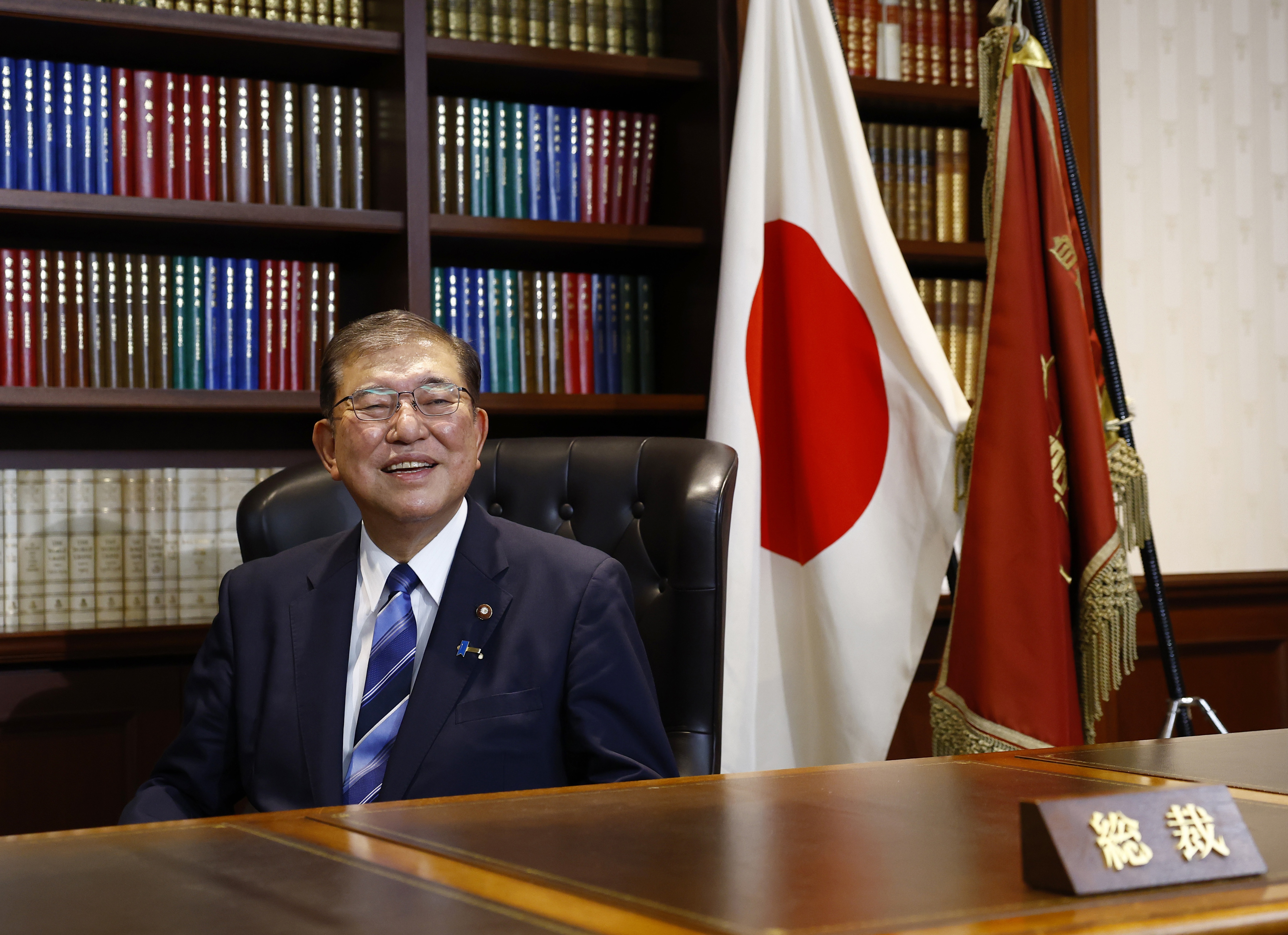 Japan's new LDP leader Shigeru Ishiba in his office in Tokyo
