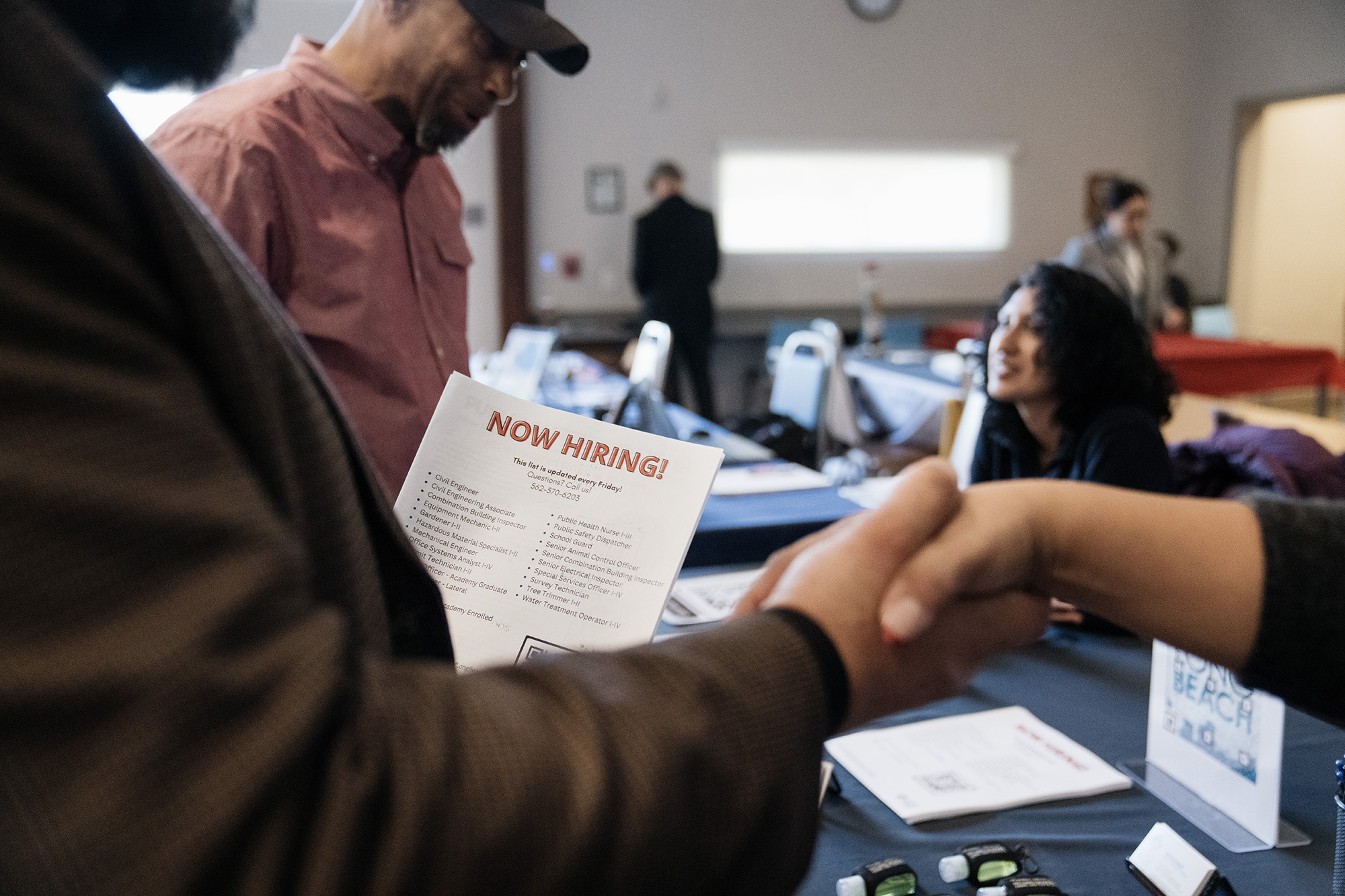 Job Seekers At A Career Fair Ahead Of Jobless Claims Figures