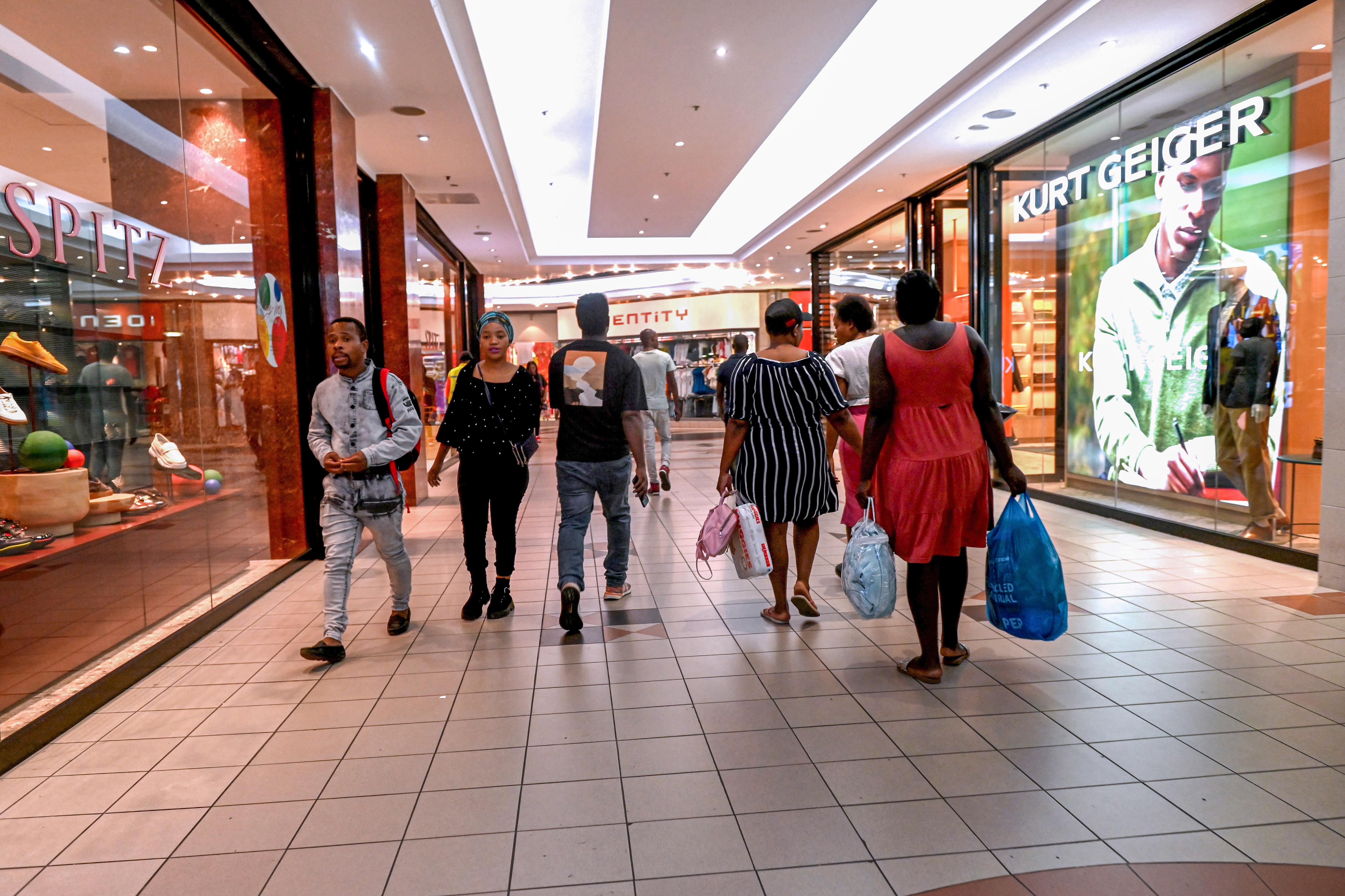 Shoppers at a mall in Johannesburg.