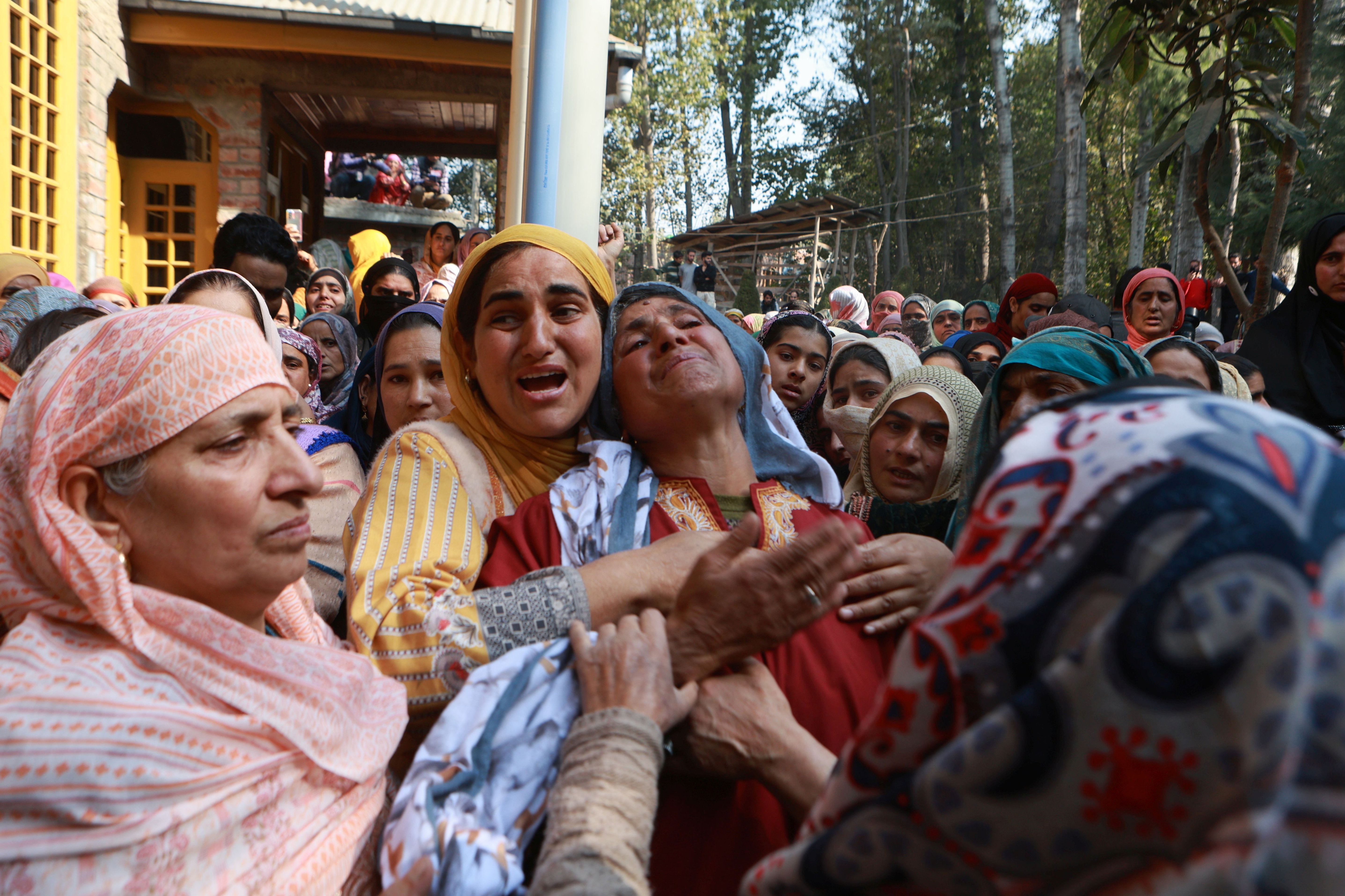 Funeral procession of Dr. Shanawaz Dar after militant attack in Kashmir's Ganderbal district