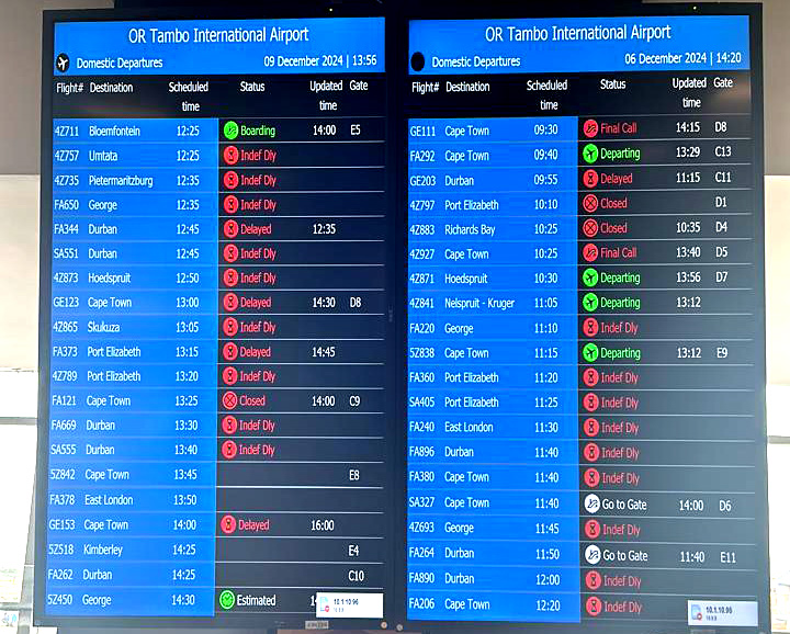 Flights delayed for hours at OR Tambo International after refuelling system fails