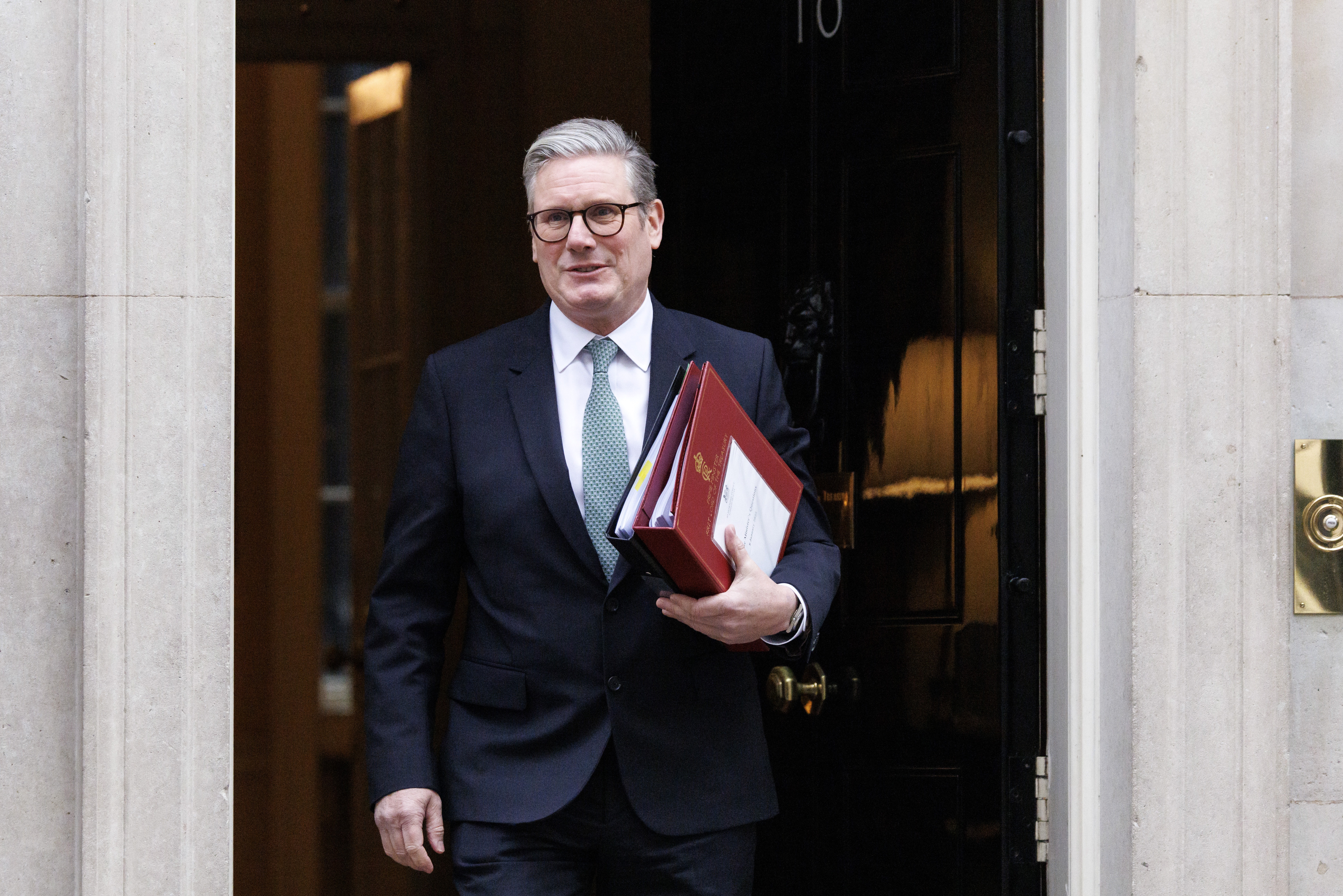 Britain's Prime Minister Keir Starmer leaves 10 Downing St. for Prime Minister's questions