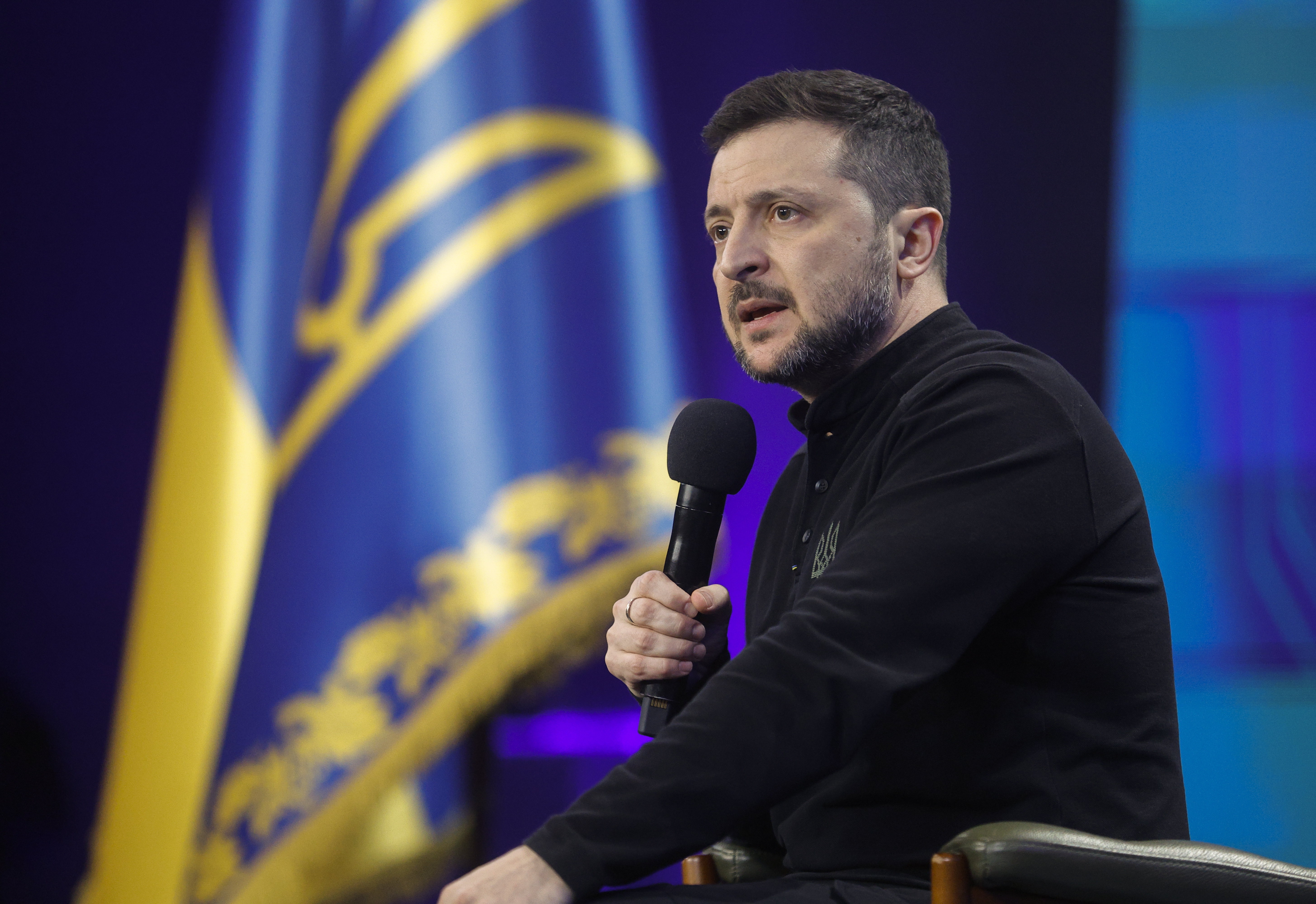 Ukraine's President Zelensky holds a press conference in Kyiv