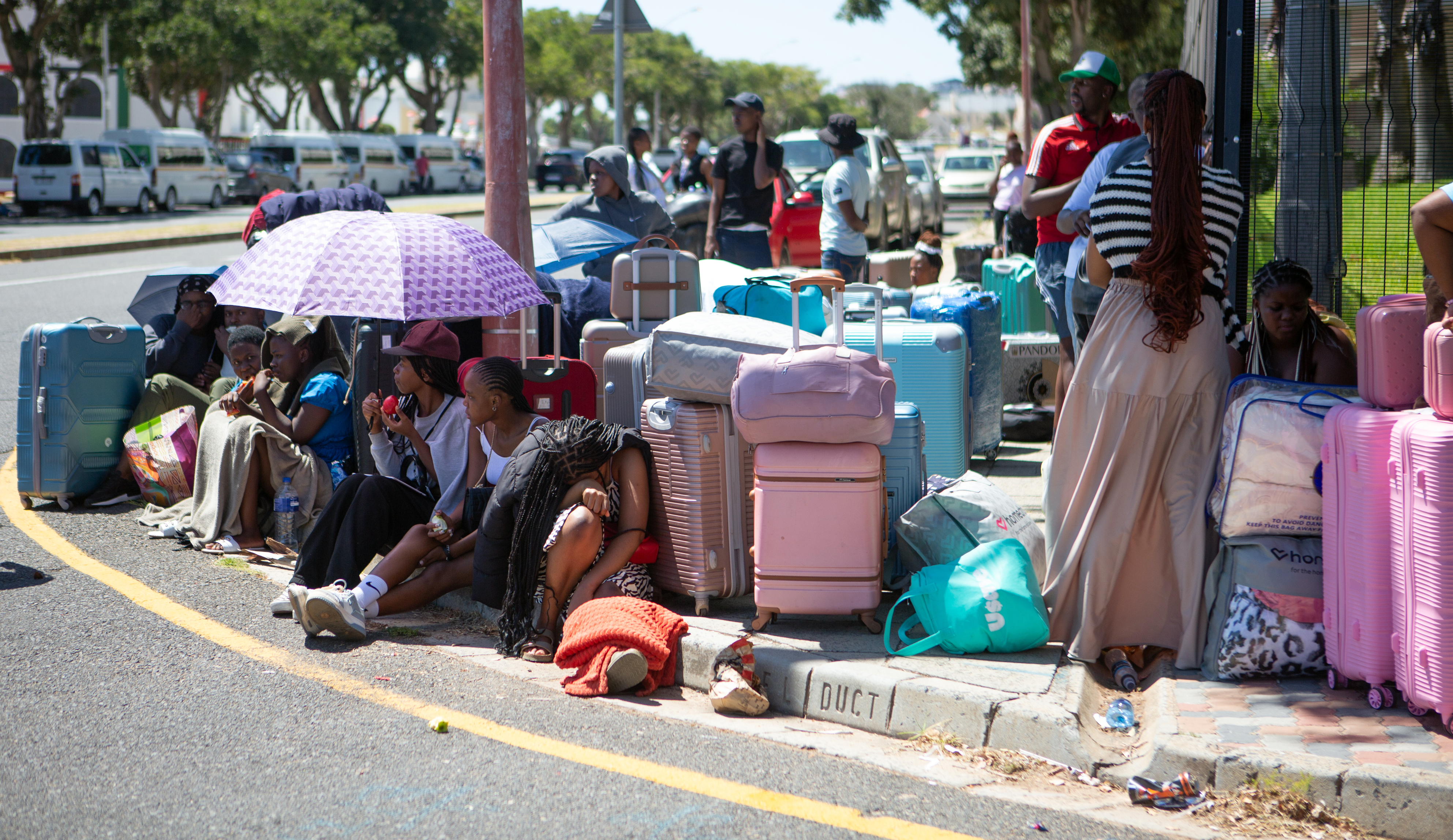 It is reported that the Cape Peninsula University of Technology students who are on waiting lists for residence are stranded outside the District Six Campus. The students allegedly slept outside the premises last night. (Photo: Gallo Images/Misha Jordaan)
